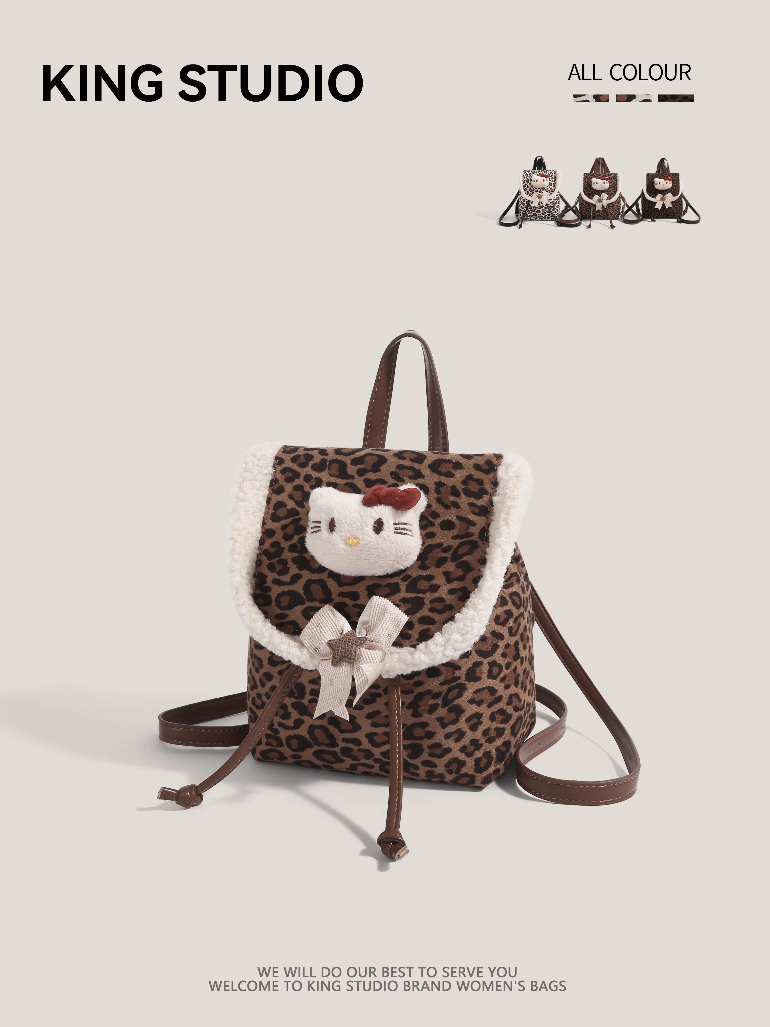 Ba lô in hình Hello Kitty dành cho nữ, mẫu mới 2025, túi đeo vai đa năng phong cách hoạt hình Hello Kitty