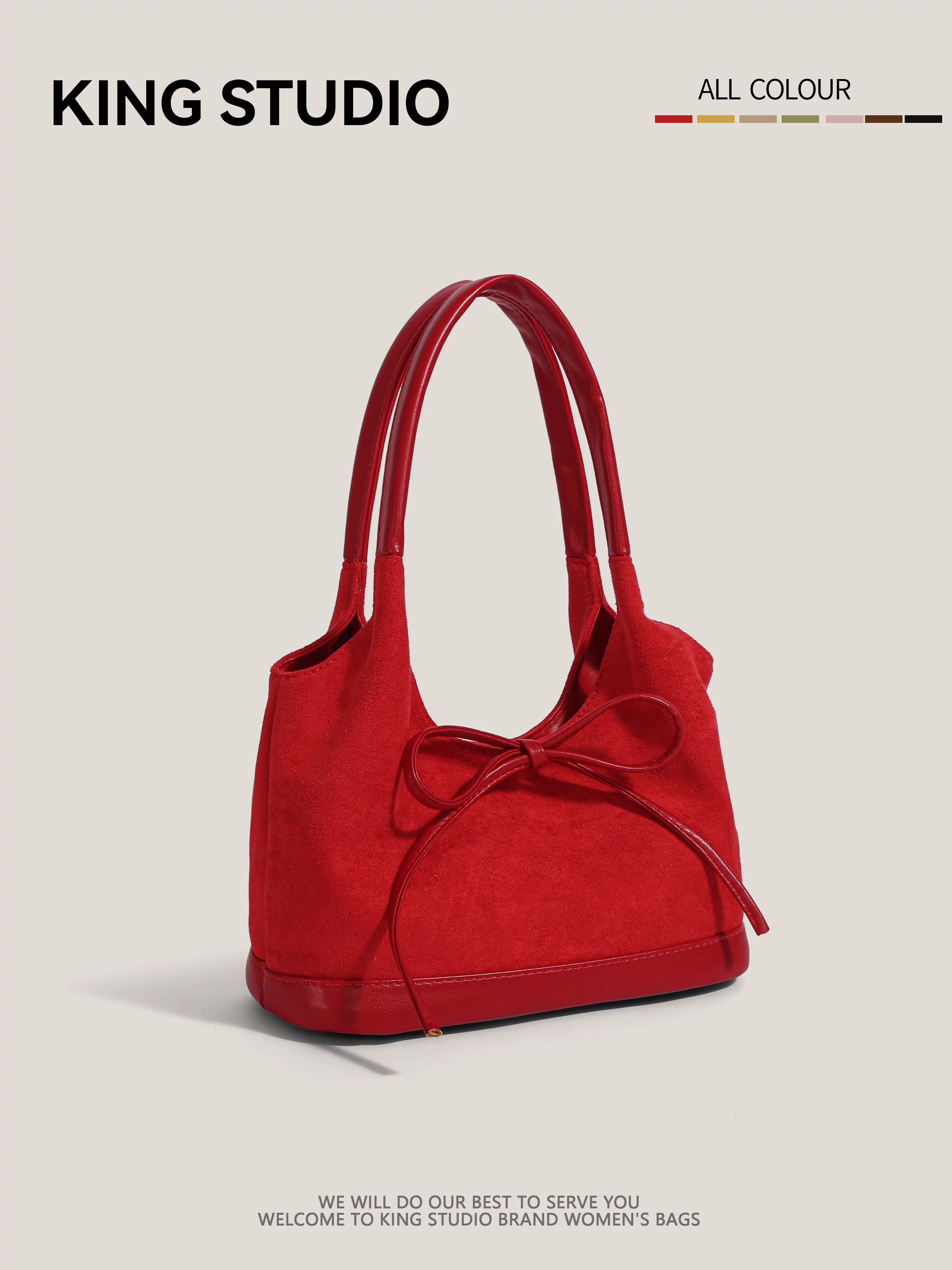 Túi xách rổ đựng rau bằng da lộn retro dành cho nữ, mẫu mới thu đông 2025, thời trang Hàn Quốc, túi tote cỡ lớn, dung tích lớn