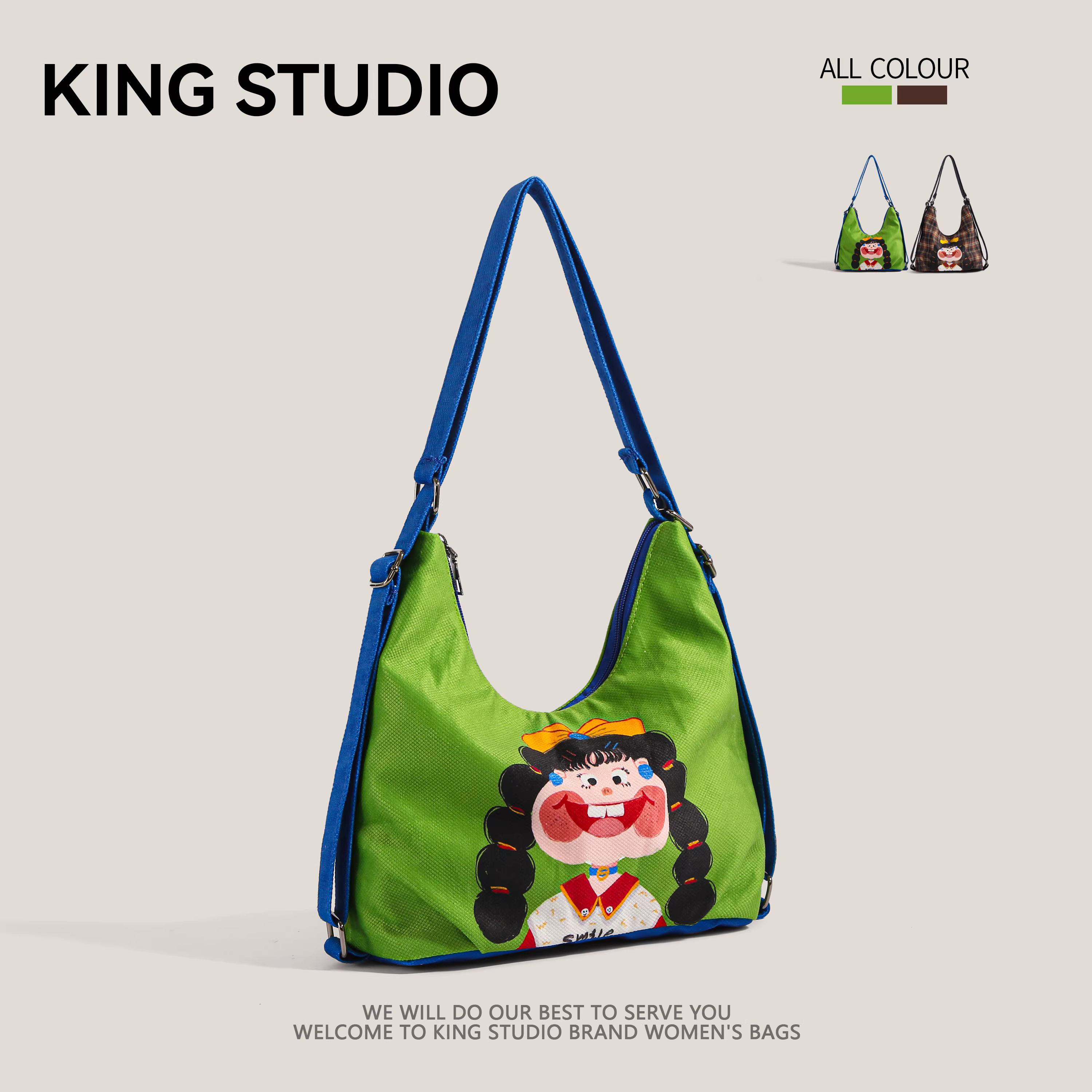 Túi vải in họa tiết độc đáo dành cho nữ 2025, mẫu mới thời thượng, dung tích lớn, túi đeo vai, đeo chéo, balo đi làm