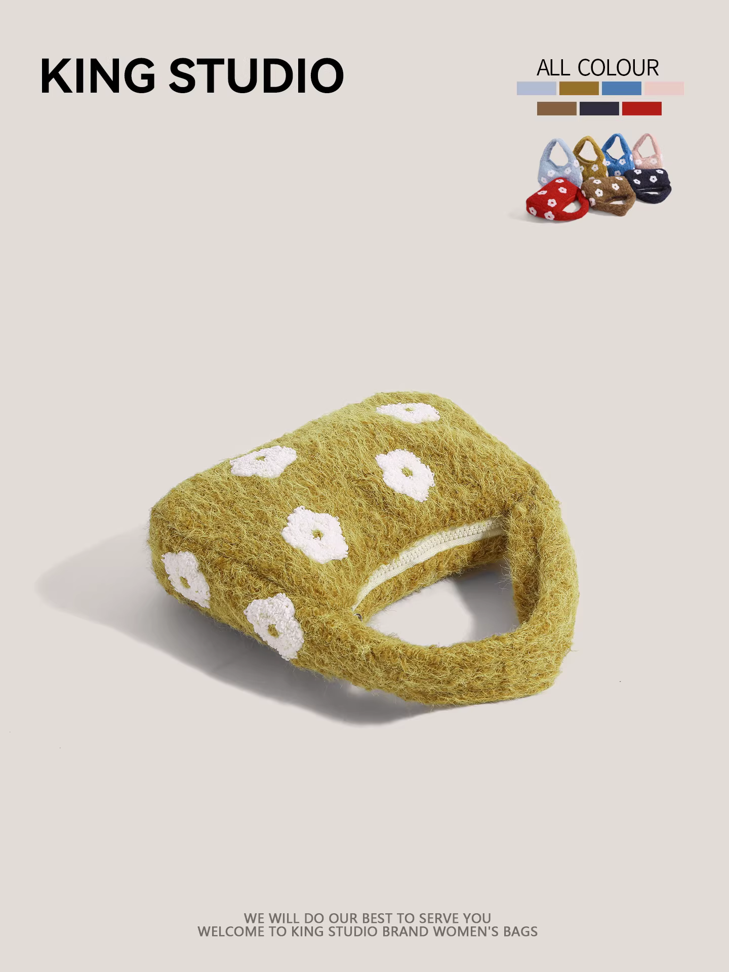 Túi xách lông thú hoa văn dễ thương dành cho nữ, mẫu mới 2025, thời thượng, đa năng, phong cách len lông mềm mại, dùng hàng ngày