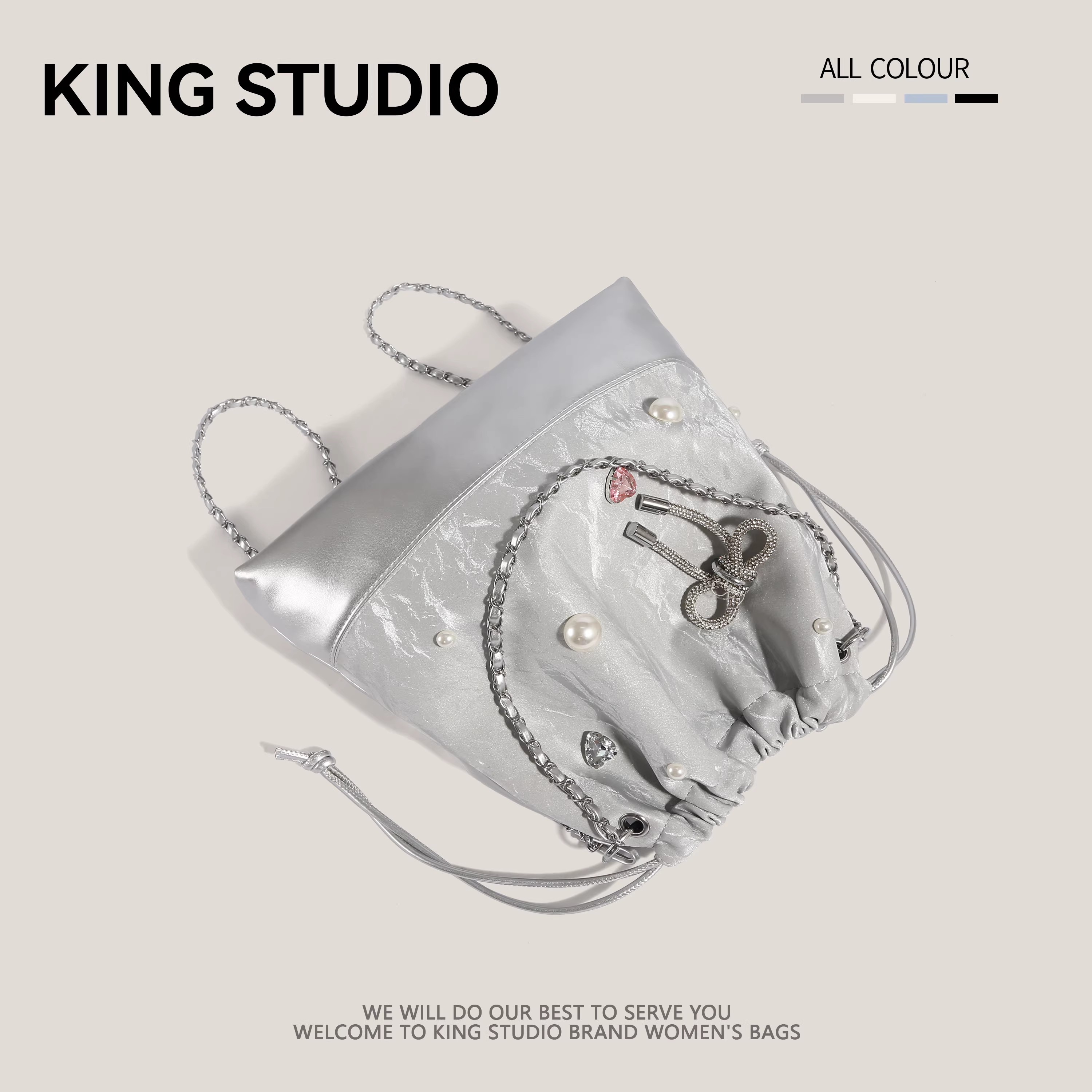 Túi đeo vai nữ cỡ lớn thời trang hè 2025, đa năng, kiểu dáng xô, có dây xích, thích hợp đi làm