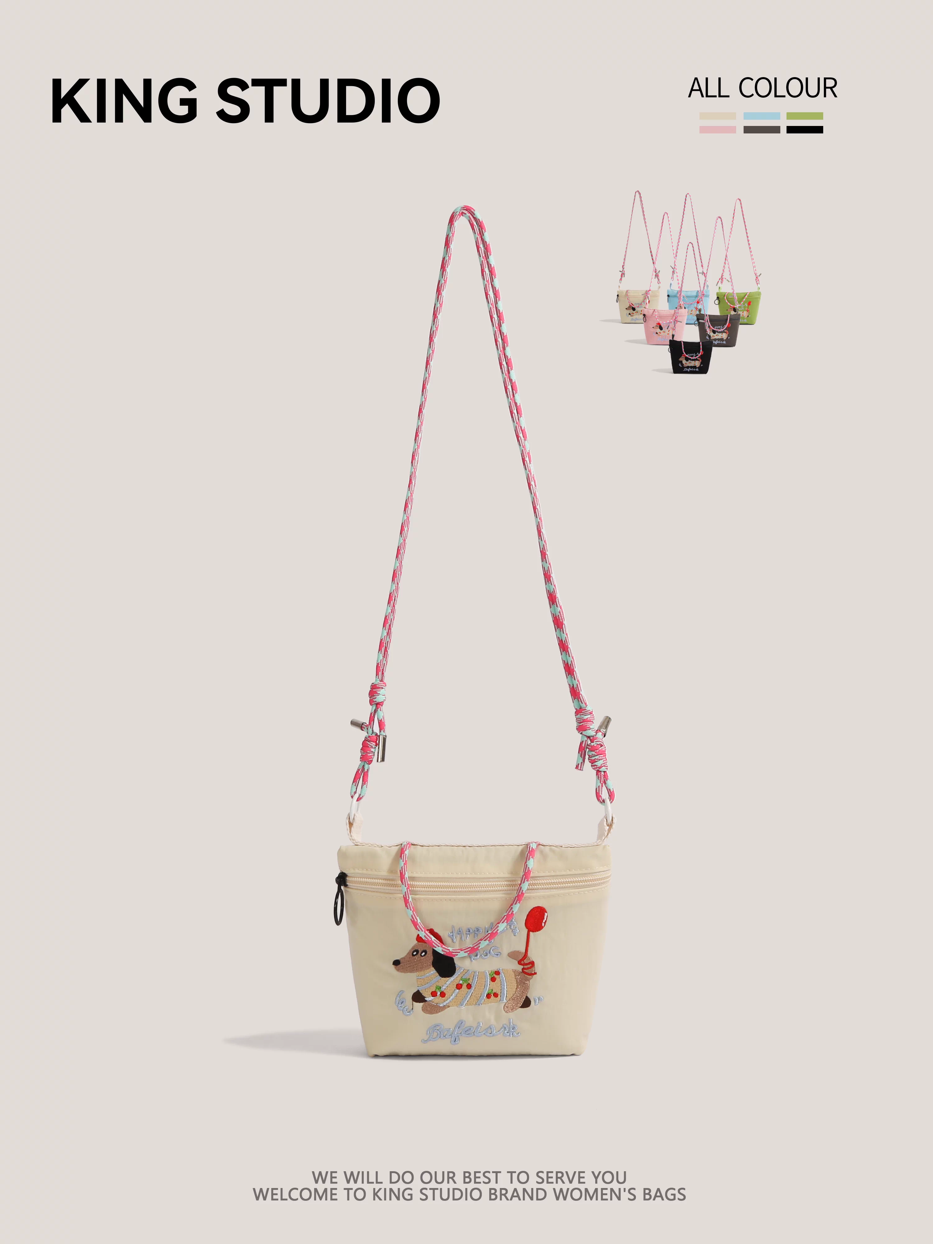 Túi mua sắm thân thiện với môi trường thêu hình chó dachshund Nhật Bản, túi tote mini, túi đeo vai, túi đeo chéo, túi đựng điện thoại