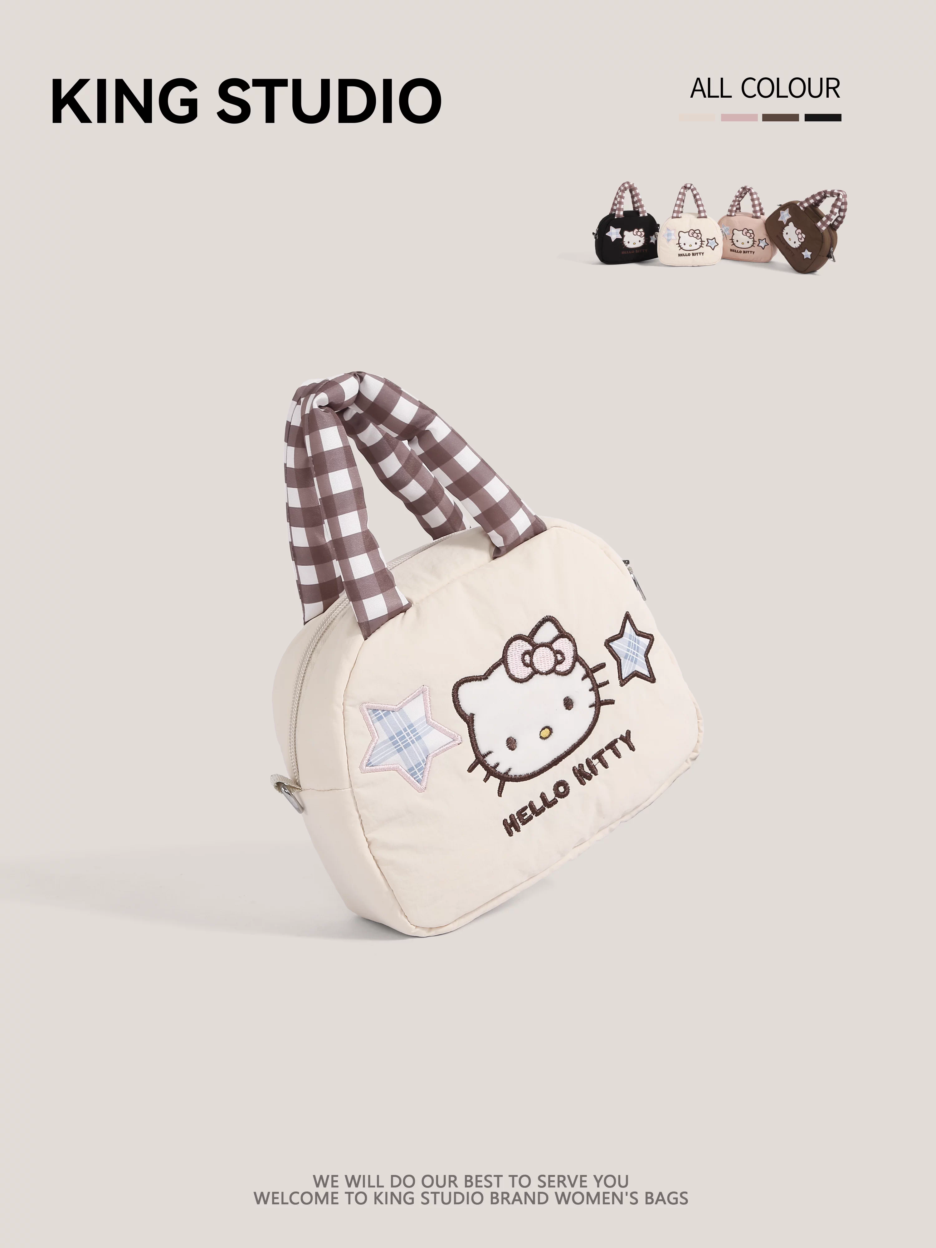 Túi xách Hello Kitty dễ thương dành cho nữ 2025, mẫu hoạt hình Hello Kitty mới, túi mây đeo vai đeo chéo