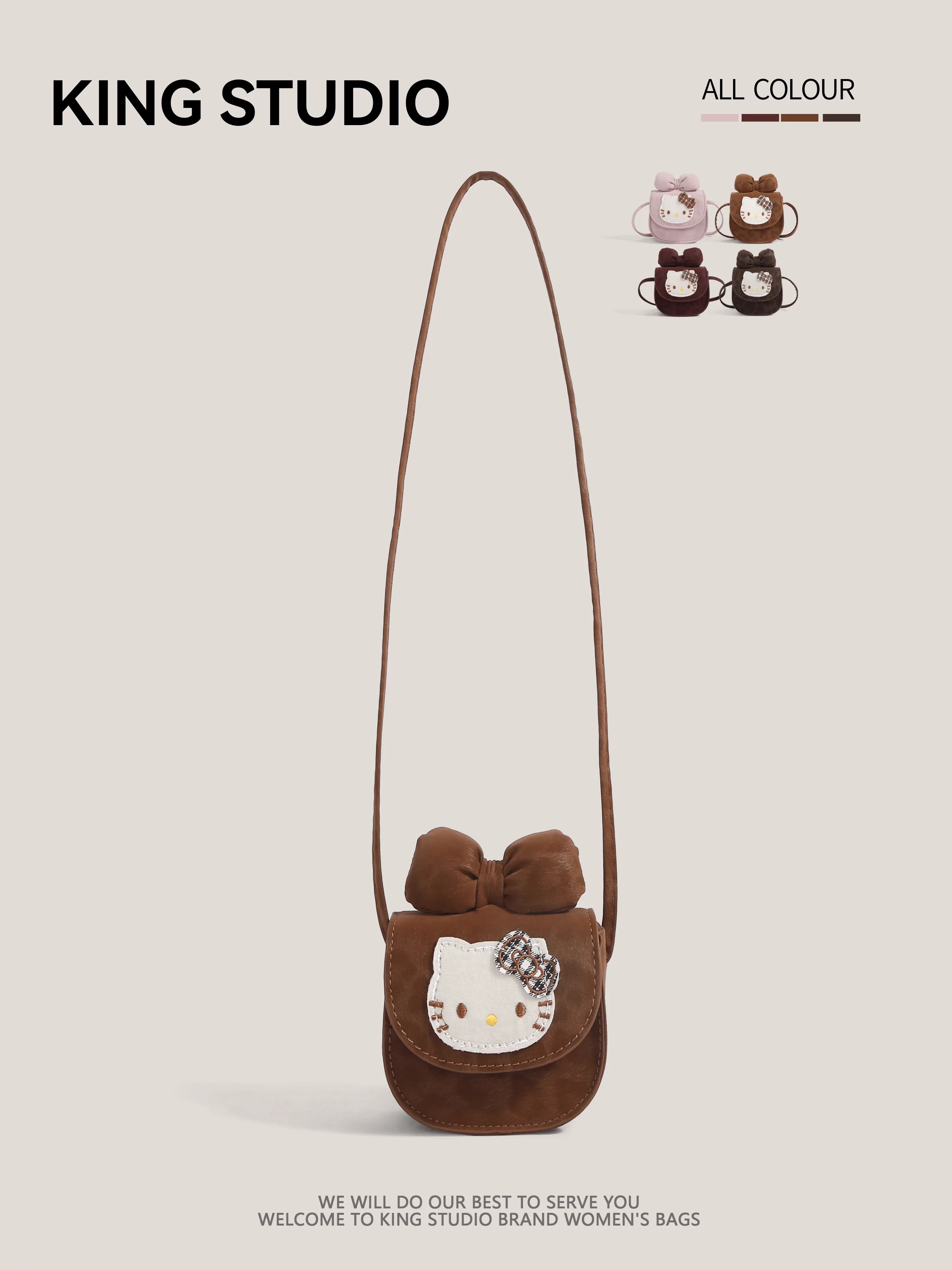 Túi Hello Kitty dễ thương dành cho nữ, mẫu mới thu đông 2025, hoạt hình Hello Kitty, túi đeo chéo mini đa năng