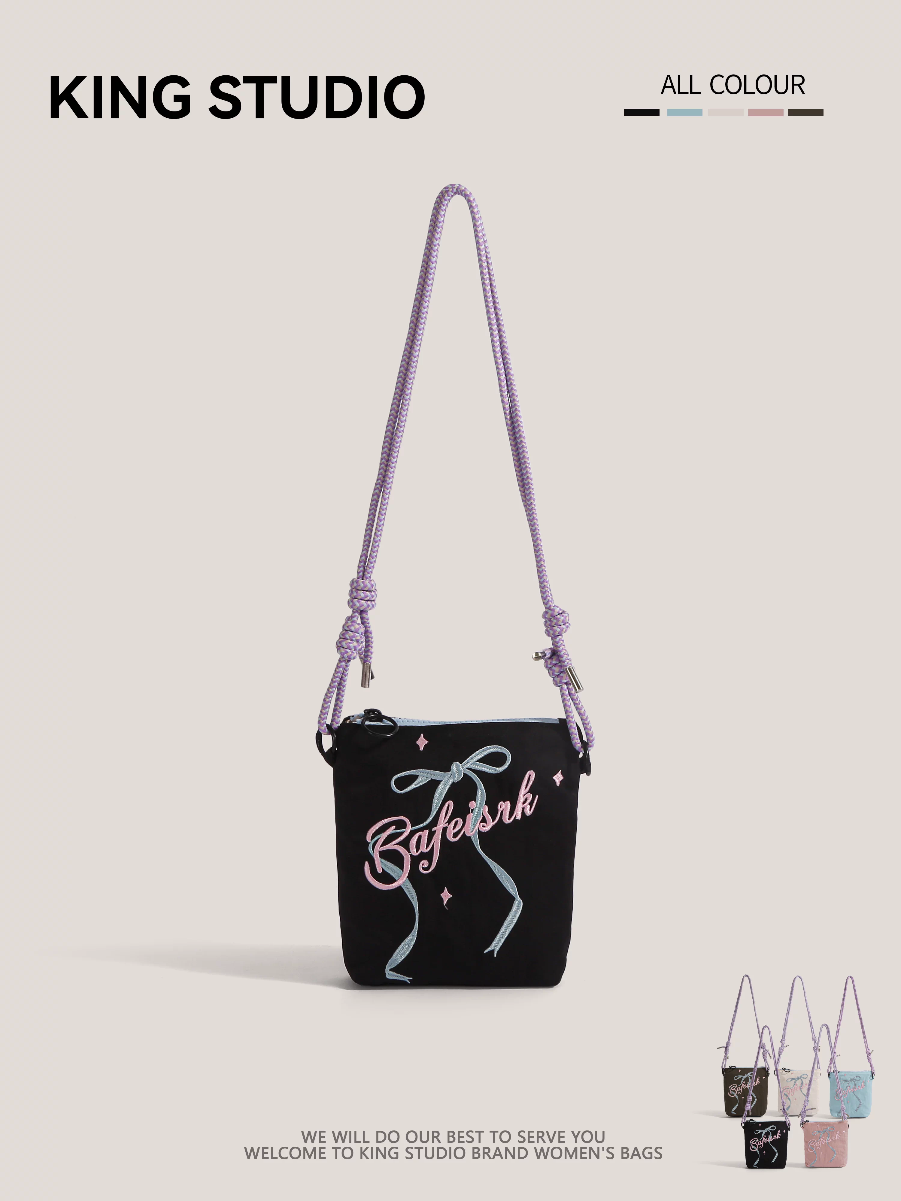 Túi điện thoại kiểu nơ ballet dành riêng cho nữ, mẫu mới 2025, túi vải canvas nhẹ, thời trang mùa hè, đeo chéo một bên vai.