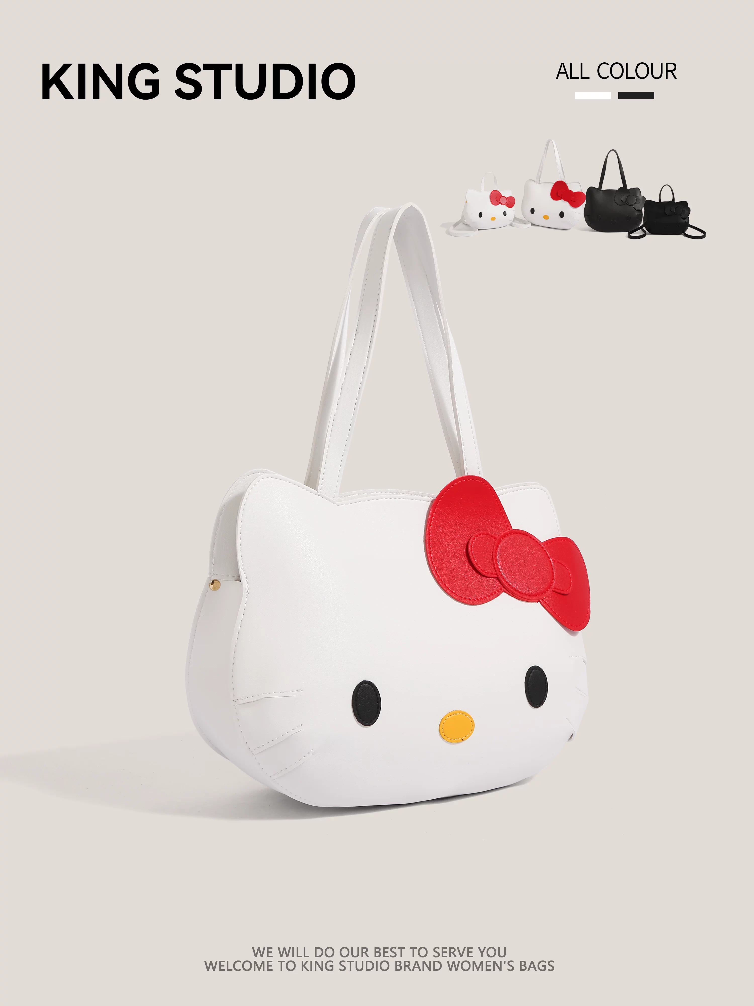 Túi tote Hello Kitty dễ thương dành cho nữ, túi đeo vai học sinh dung tích lớn, ba lô Hello Kitty