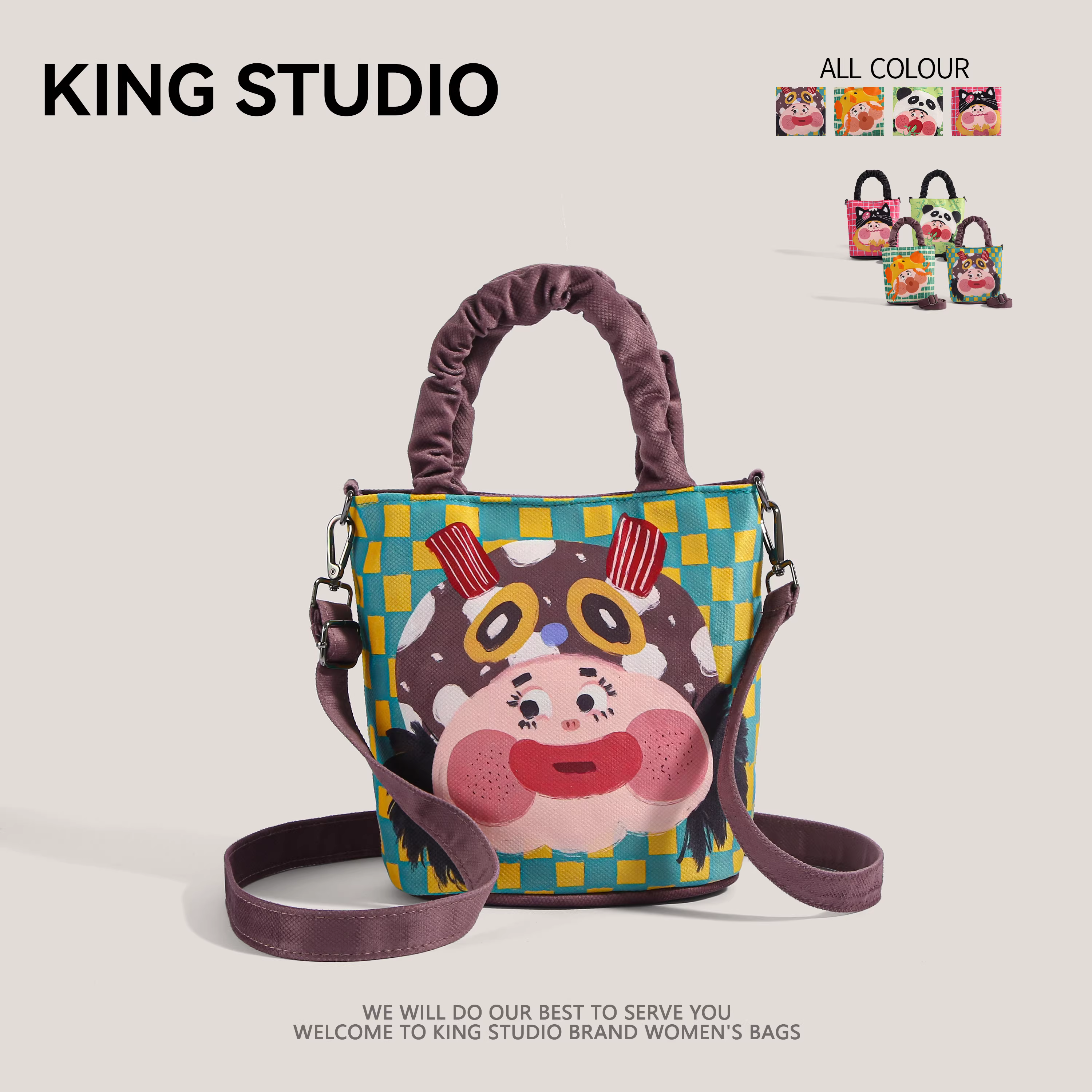 Túi xách thiết kế độc đáo dành cho nữ 2025, mẫu mới thời thượng, in họa tiết cá tính, túi đeo vai ngộ nghĩnh, túi đeo chéo hình xô dễ thương