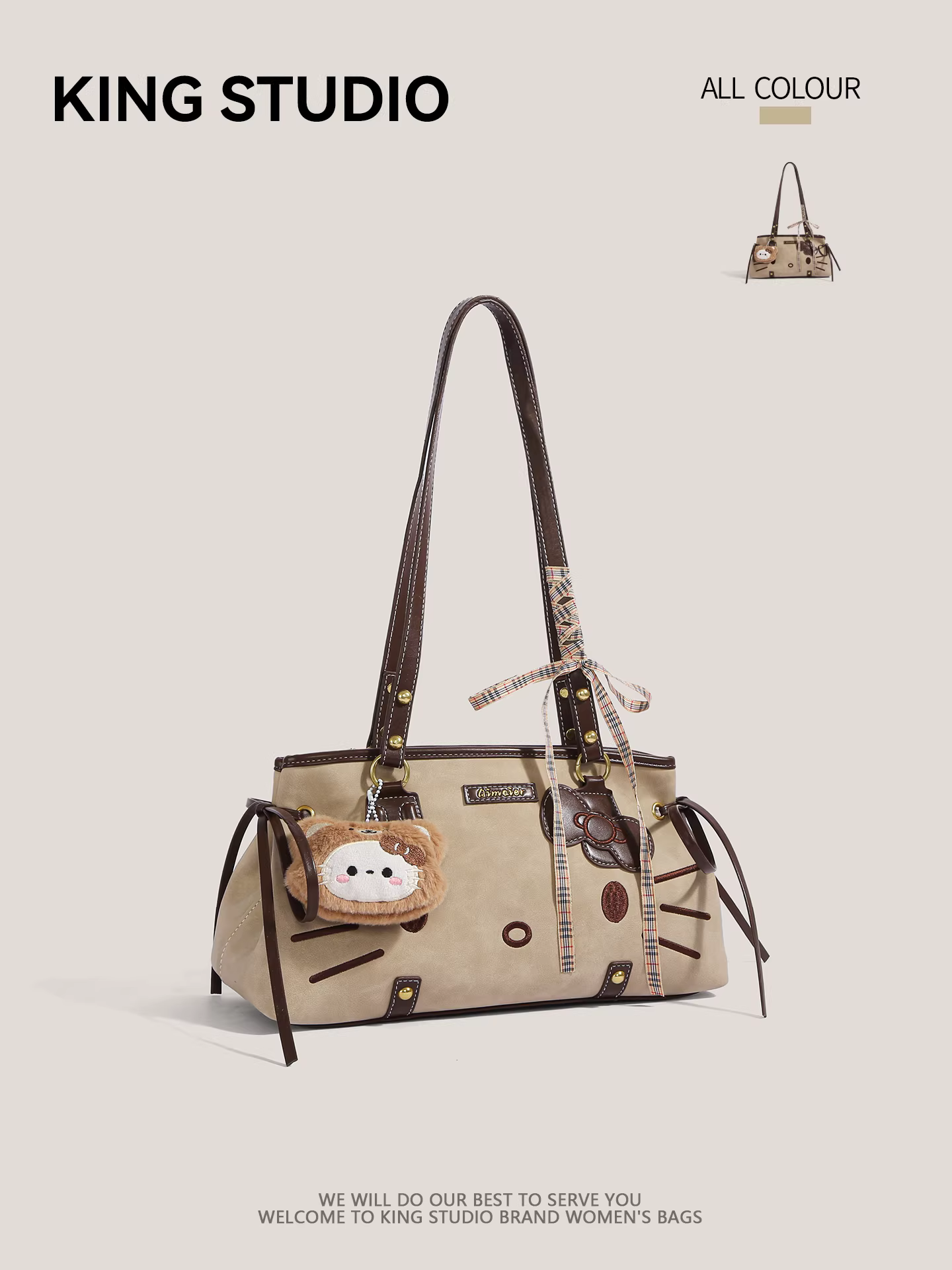 Túi Hello Kitty dễ thương dành cho nữ, mẫu mới 2025, túi tote thời trang có nơ, túi đeo vai đa năng, túi đeo nách