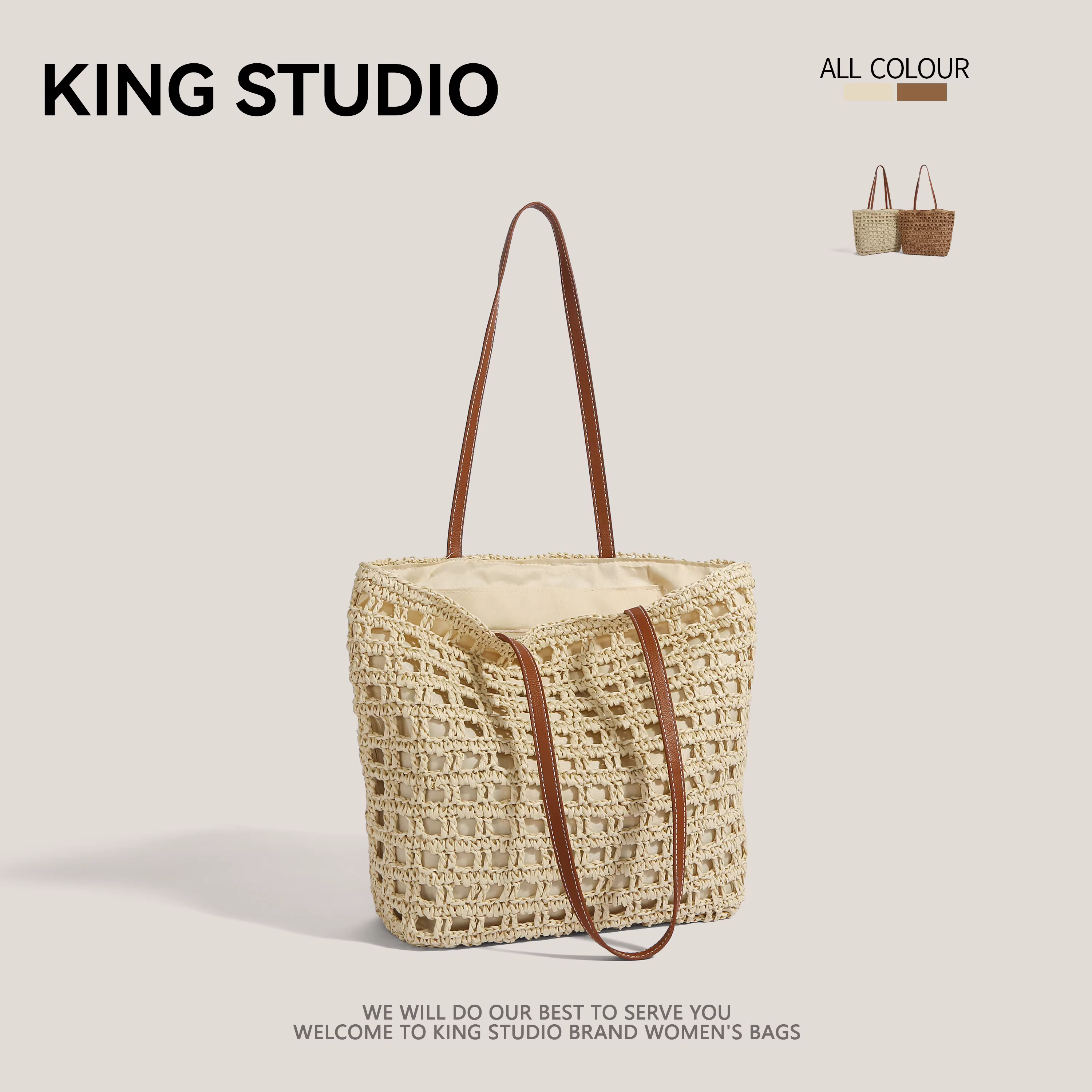 Túi dệt tay dung tích lớn dành cho nữ 2025 túi rơm mùa hè mới túi đi biển túi đeo vai túi tote đi làm