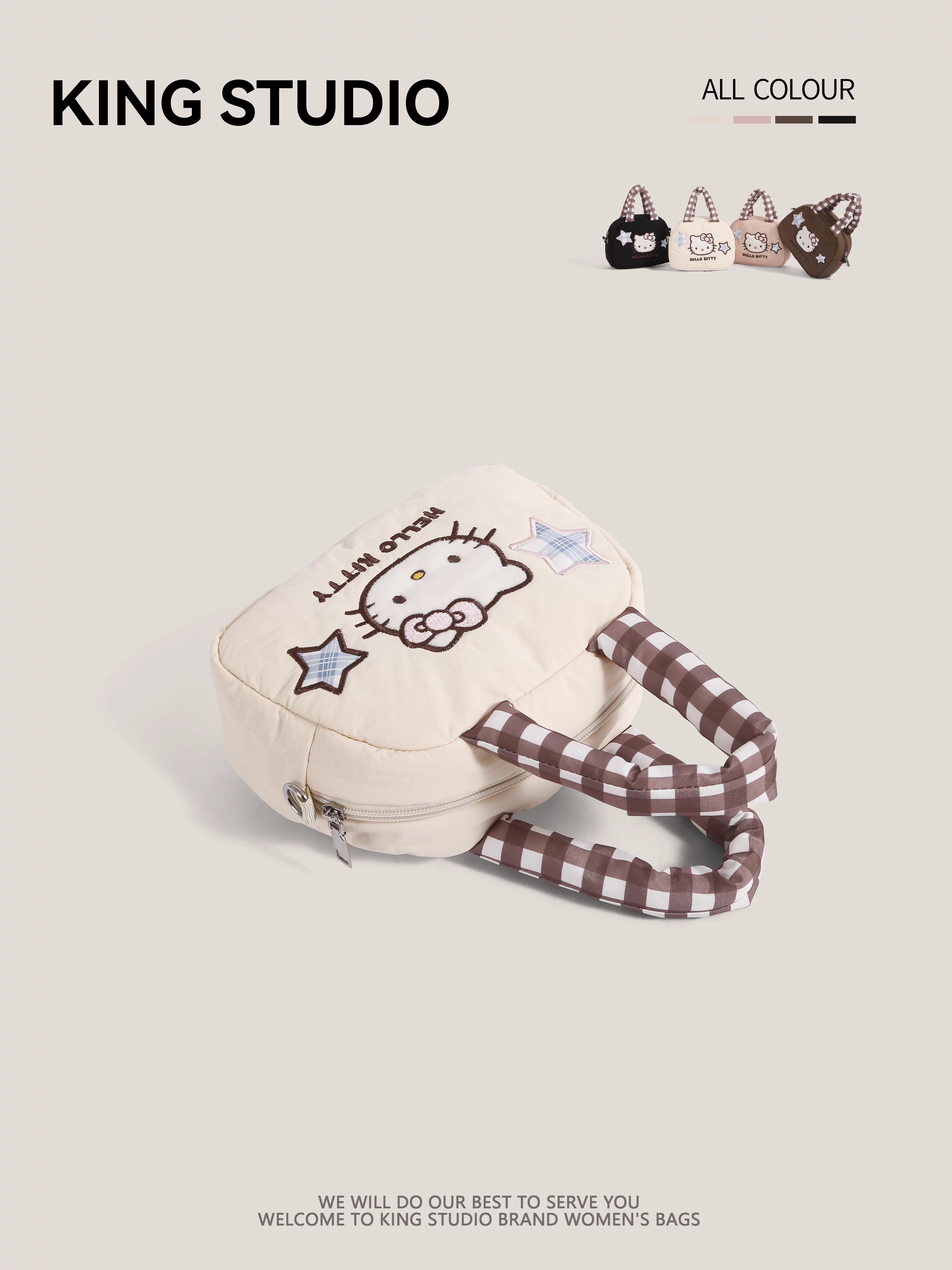 Túi xách Hello Kitty dễ thương dành cho nữ 2025, mẫu hoạt hình Hello Kitty mới, túi mây đeo vai đeo chéo