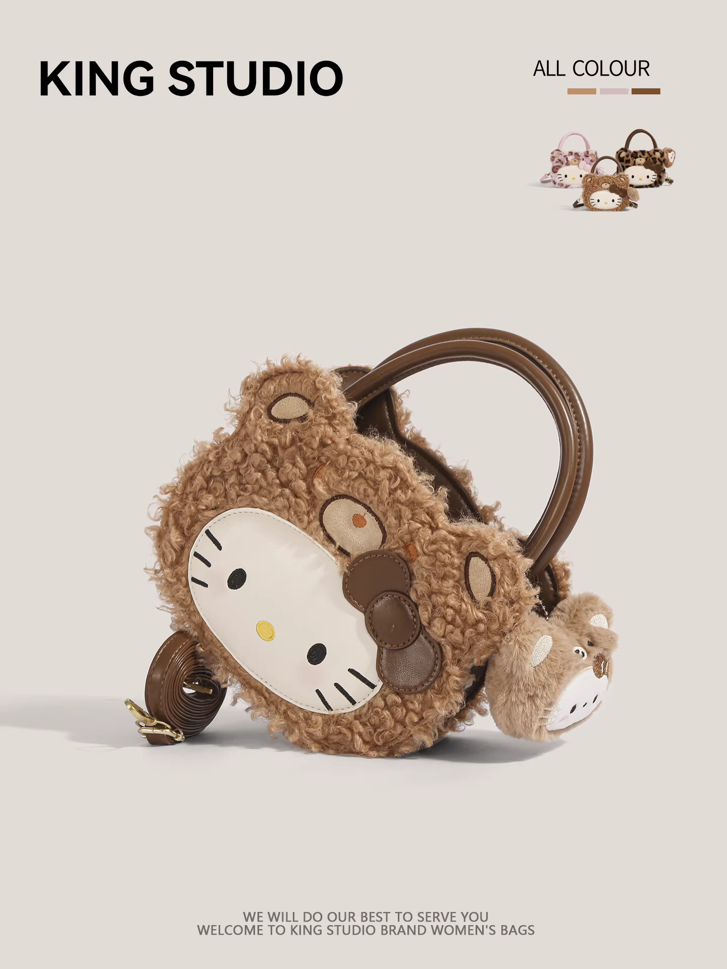 Túi xách lông thú mèo dễ thương dành cho nữ 2026 mẫu mới hoạt hình Hello Kitty phong cách retro đa năng đeo vai đeo chéo