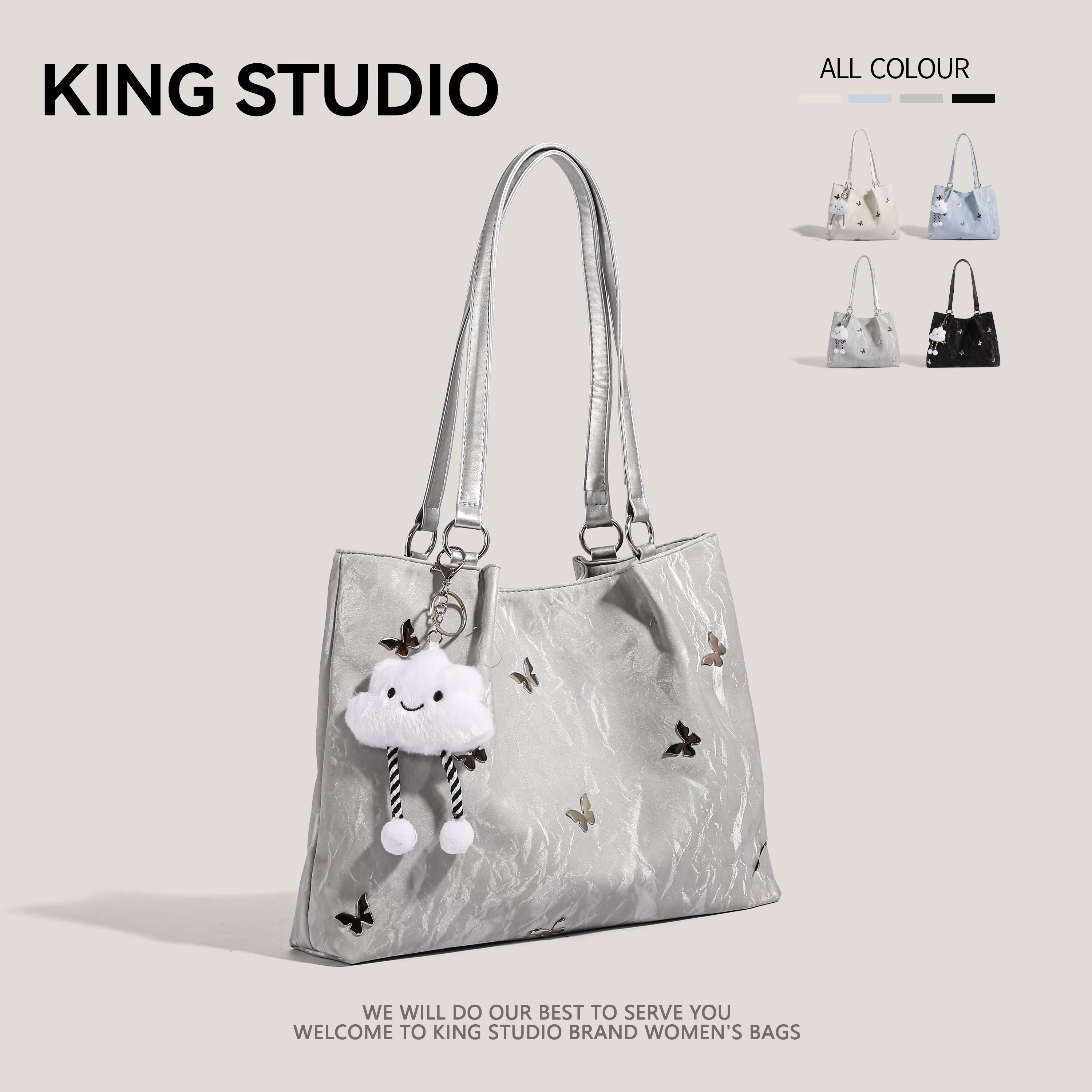 Túi tote họa tiết sông băng dung tích lớn, mẫu mới hè 2025, thời trang đa năng, phù hợp cho học sinh, sinh viên và đi làm, đeo vai