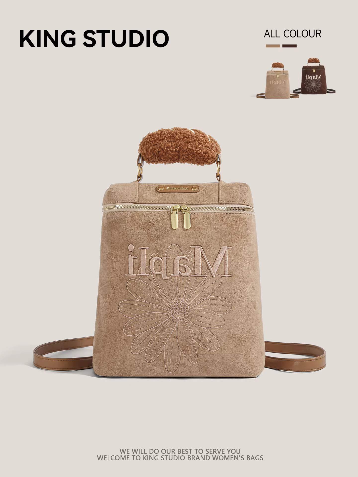 Ba lô thêu hoa phong cách retro dành cho nữ, mẫu mới thu đông 2025, dung tích lớn, balo đi làm, balo học sinh chất liệu da lộn