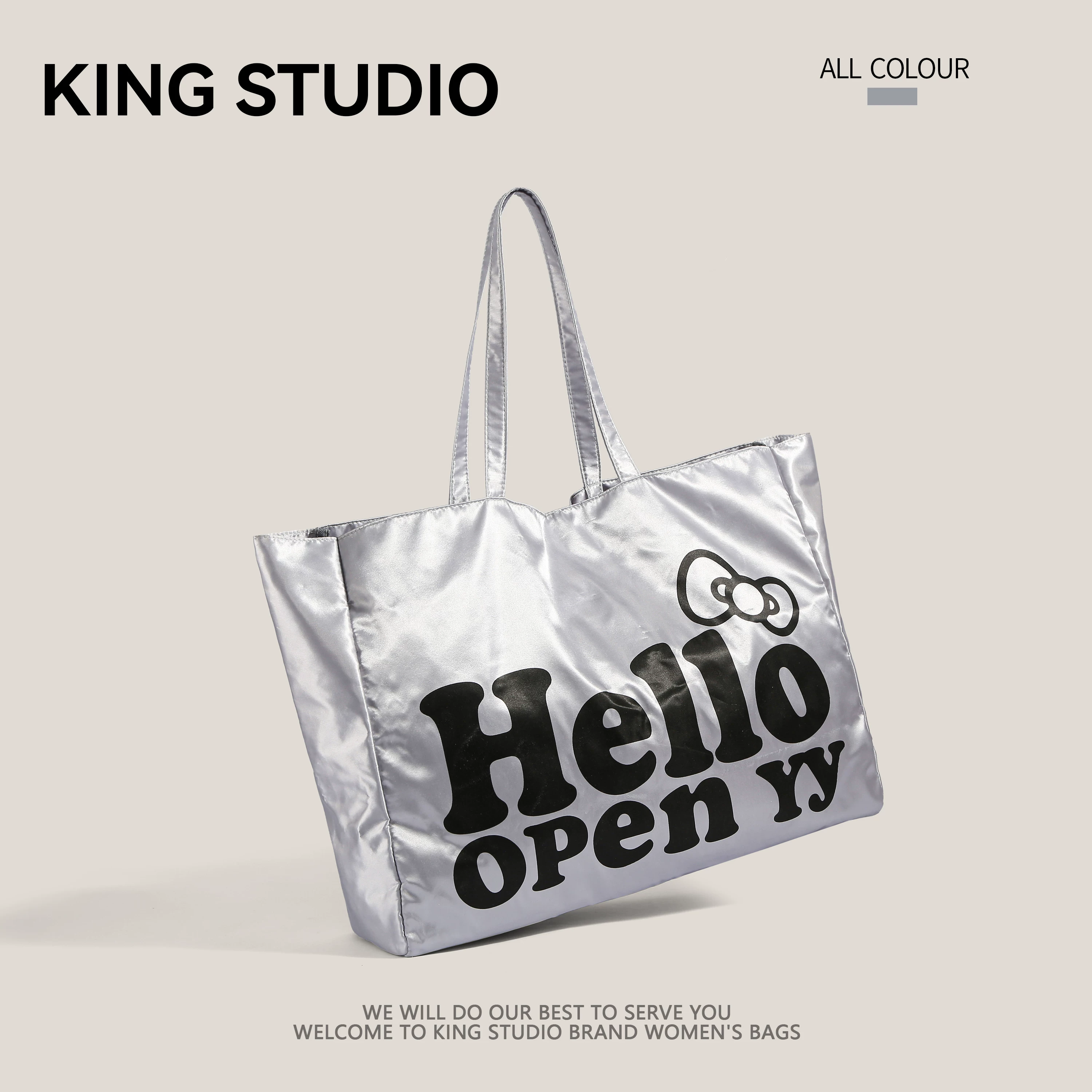 Túi vải canvas nữ 2025 mẫu mới, dung tích lớn, hình mèo Hello Kitty, túi xách dễ thương, túi đeo vai hoạt hình