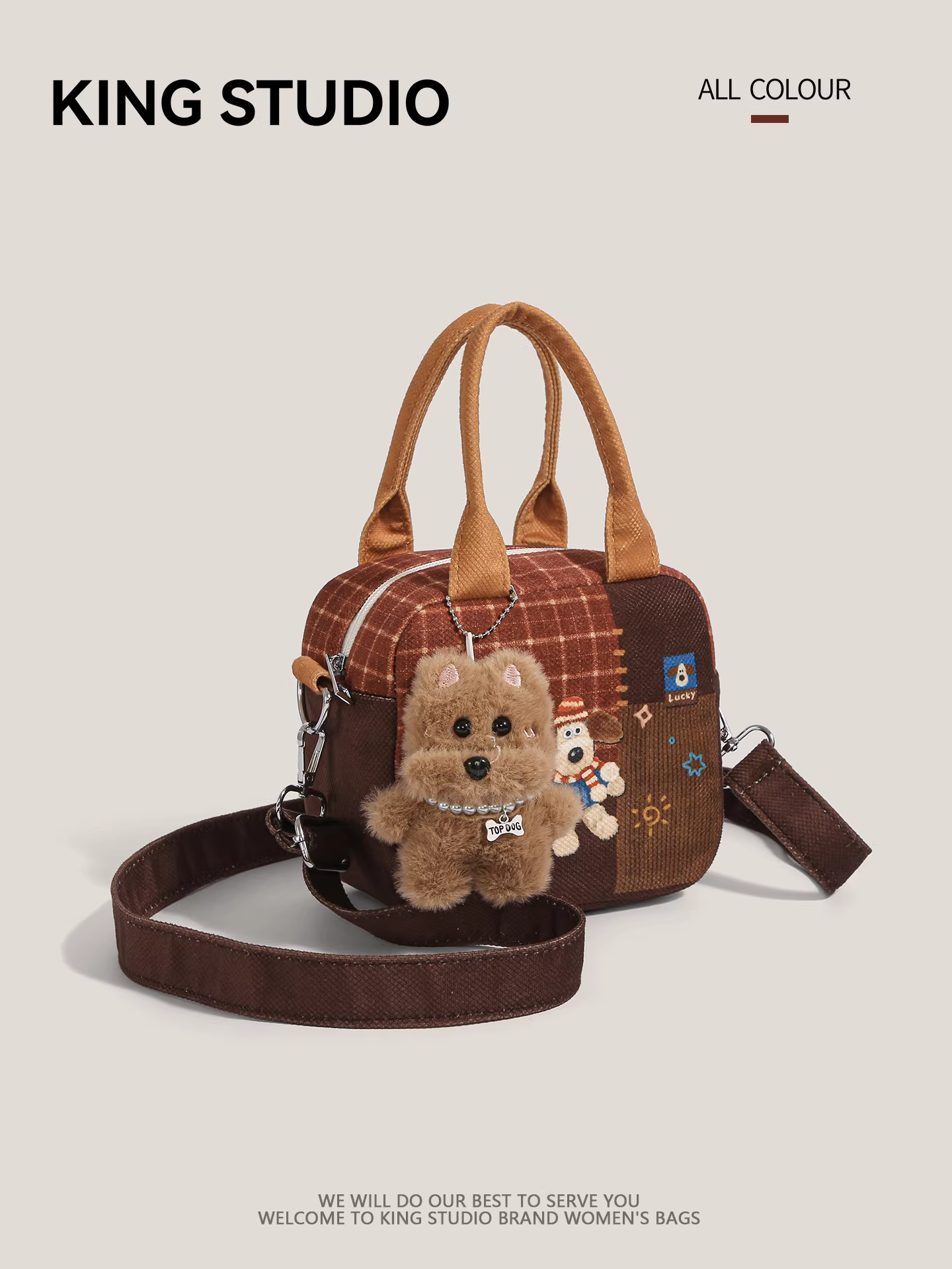 Túi xách hình chú chó hoạt hình dễ thương dành cho nữ, mẫu mới thu đông 2025, túi vuông nhỏ đa năng, thiết kế độc đáo, đeo chéo, đựng điện thoại