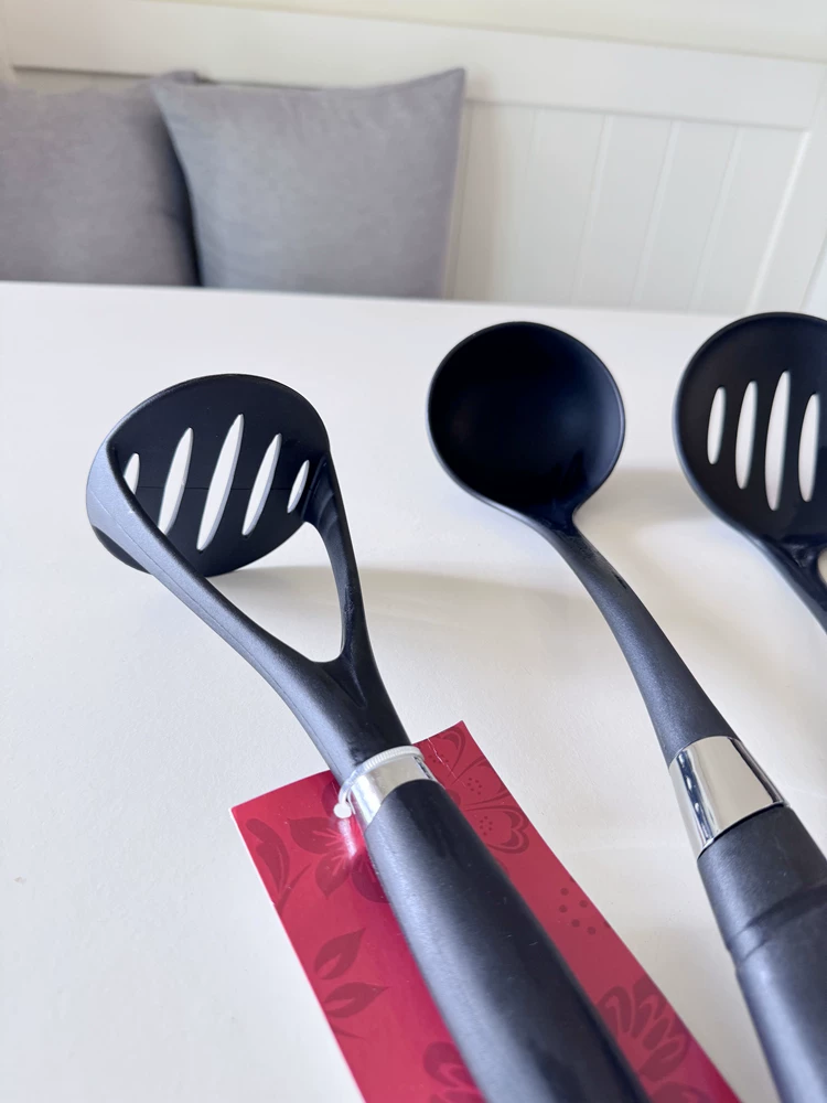 Muỗng múc canh, dụng cụ nghiền, vá nấu ăn, vá vớt, dụng cụ nhà bếp bằng nylon chuyên dụng cho chảo chống dính, chất lượng xuất khẩu, chịu nhiệt độ cao.