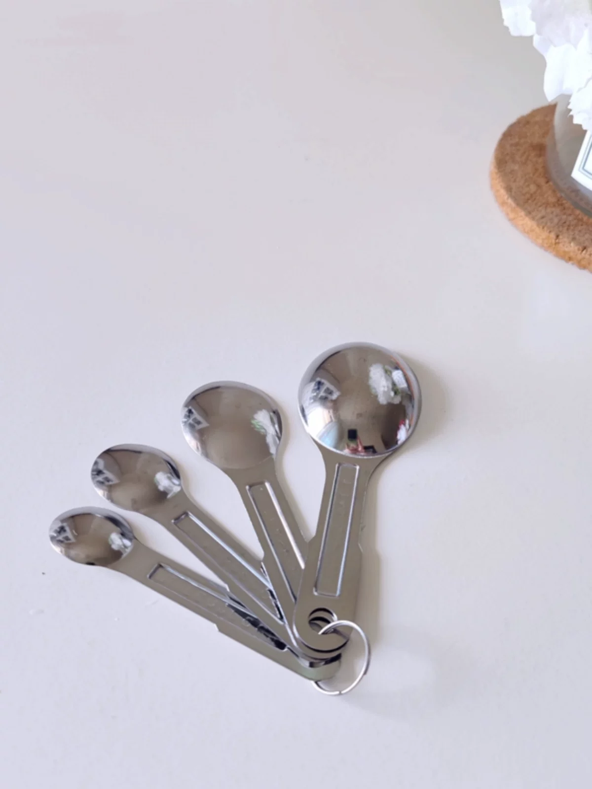 Bộ muỗng đong bằng thép không gỉ, 4 chiếc, dùng cho nhà bếp, làm bánh tại nhà, muỗng đong, muỗng gram, muỗng có vạch chia độ.