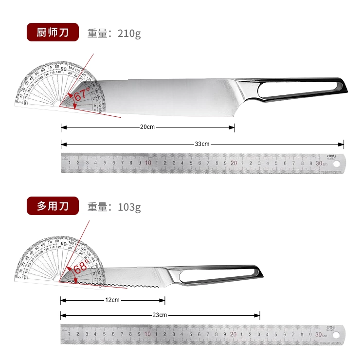 Bộ dao thép không gỉ nguyên bản của Đức, xuất khẩu, dùng trong nhà bếp, bao gồm dao bếp, dao thái, dao gọt hoa quả và các dụng cụ nhỏ đa năng.
