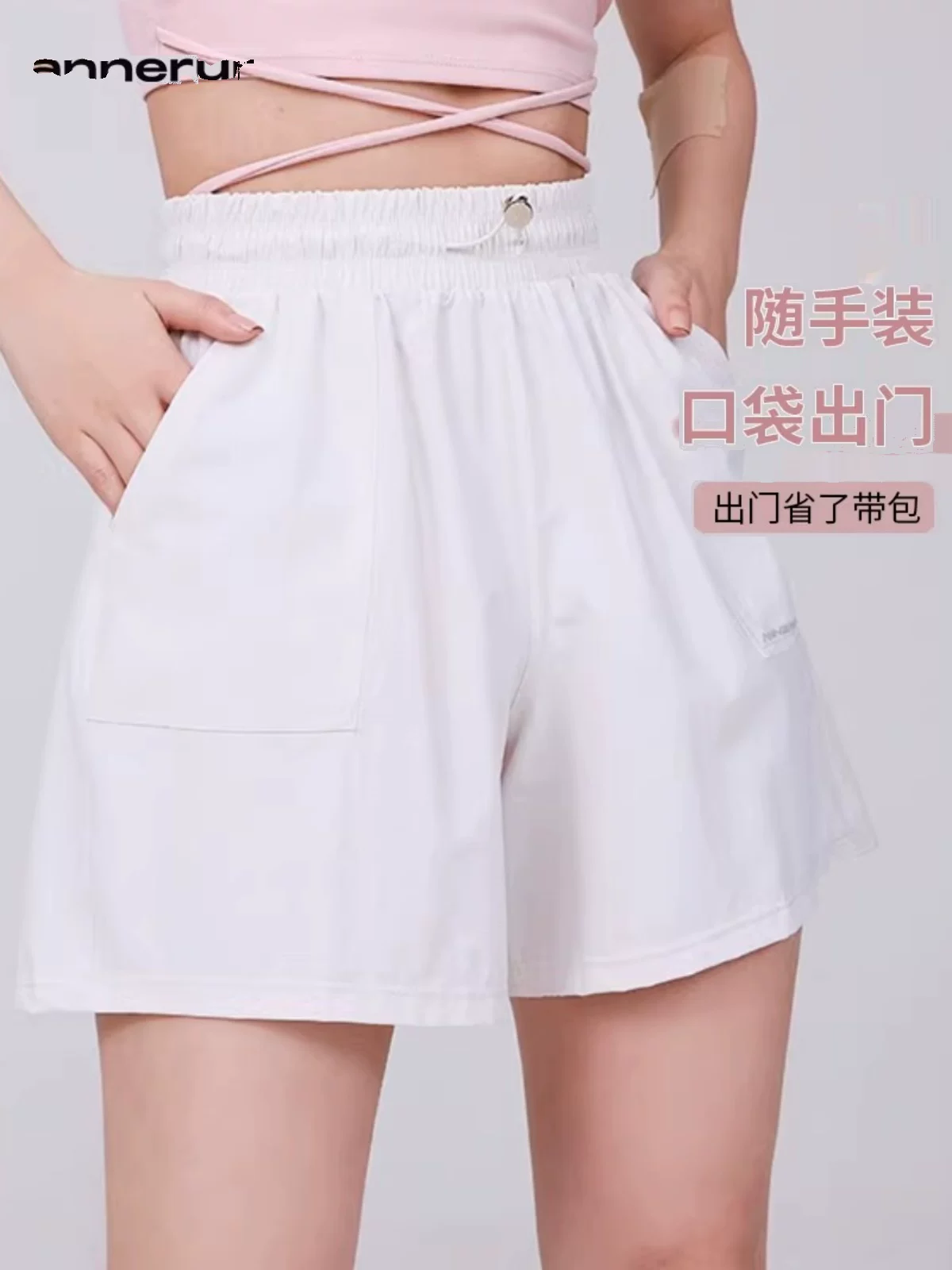 Quần short thể thao nữ nhanh khô 2025, mát mẻ và thoáng khí, dáng rộng, có túi bên hông, thích hợp cho Pilates và chạy bộ.