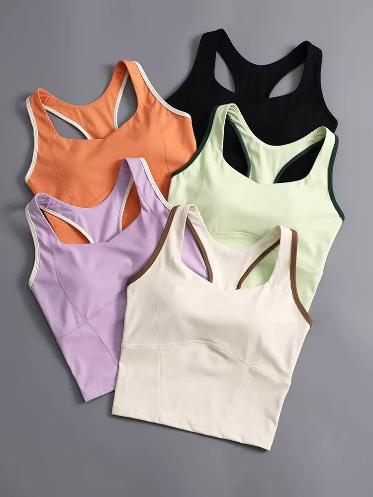 Áo vest thể thao dành cho nữ có đệm ngực tích hợp, áo ngực tập yoga, kiểu dáng mỏng mùa hè, có thể mặc bên ngoài, trang phục tập yoga nâng cao vóc dáng cho nữ.