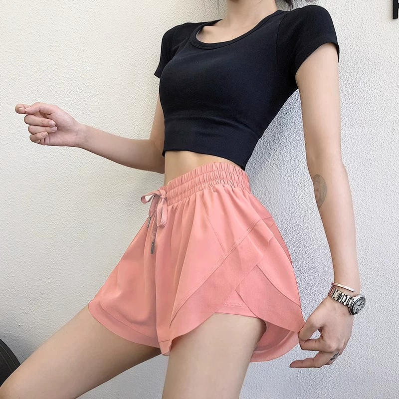 Quần short thể thao mùa hè rộng rãi dành cho nữ, quần short tập thể dục chạy bộ nhanh khô, nhẹ, chống lộ, cạp cao, giúp thon gọn, thích hợp cho khiêu vũ và yoga.
