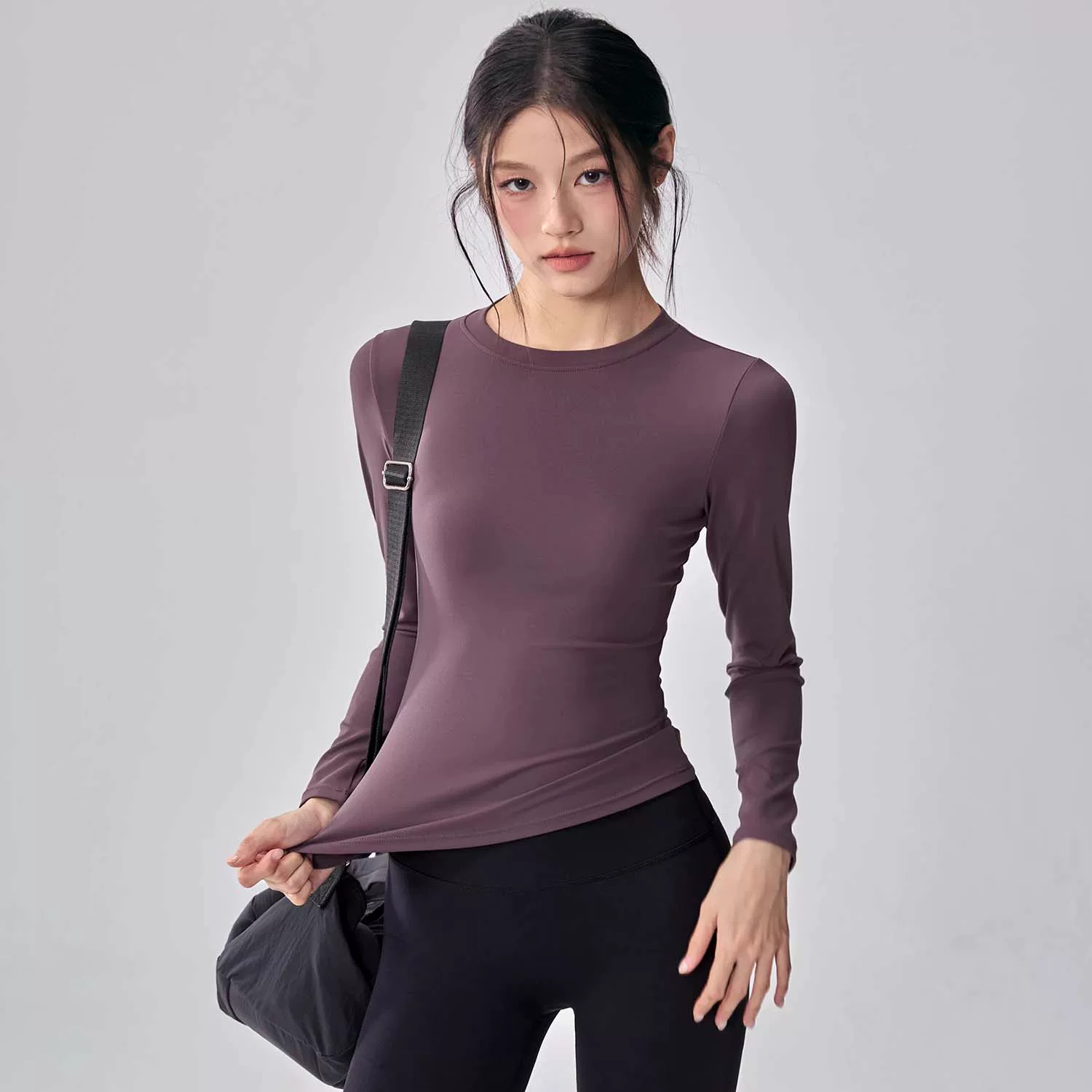 Quần áo tập yoga co giãn cao, áo tập Pilates bó sát, dài tay, nhanh khô, áo thể thao chạy bộ, bộ đồ tập thể dục mùa thu đông