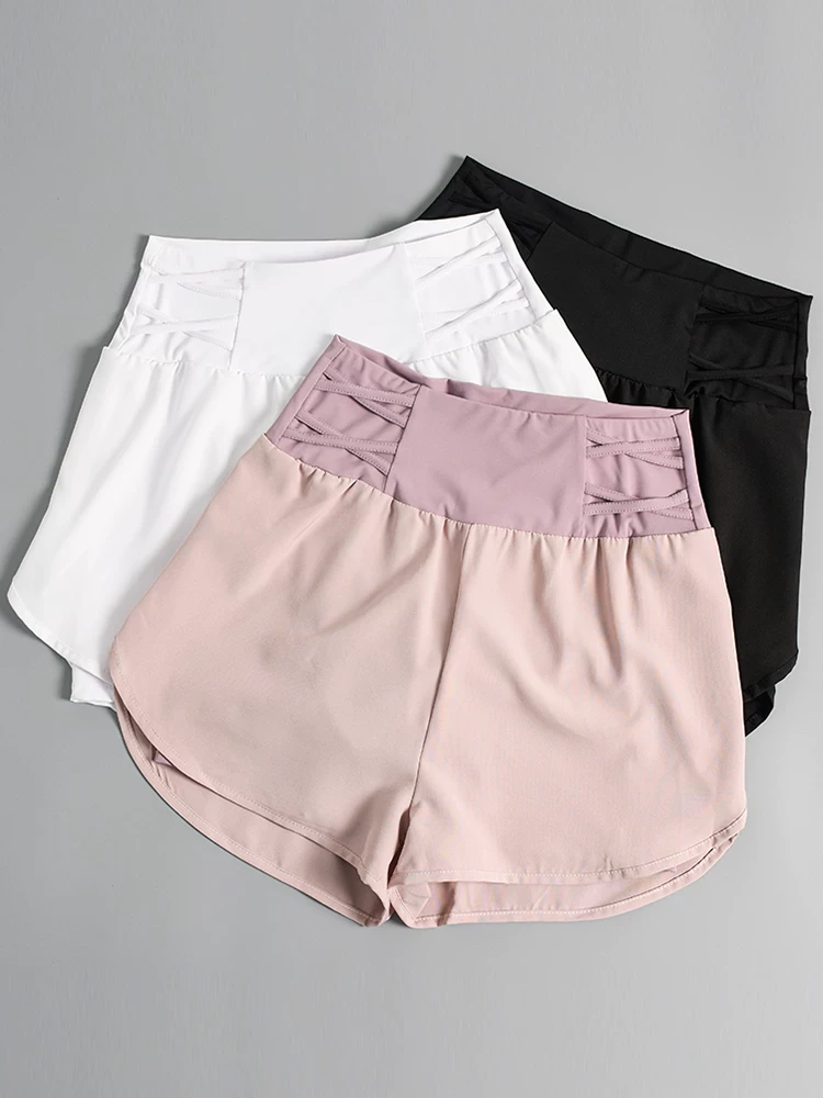 Quần short thể thao phong cách mới mùa hè có túi, quần tập thể dục thoáng khí giả hai mảnh, nhanh khô, thấm mồ hôi, quần thể thao chạy bộ giảm béo dành cho nữ.
