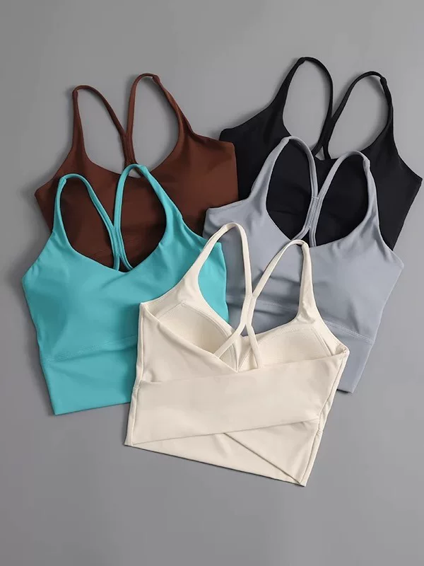Áo ngực thể thao dành cho nữ, áo tập gym cường độ cao, áo tập yoga chống sốc, áo ngực nâng ngực kiểu vest liền thân phối màu.