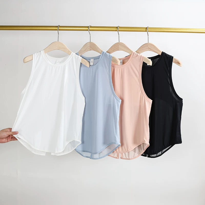 Áo vest thể thao dành cho nữ, áo tập chạy bộ và tập thể dục nhanh khô, trang phục tập yoga không tay màu trơn, thiết kế lưng đẹp, áo khoác ngoài rộng rãi.