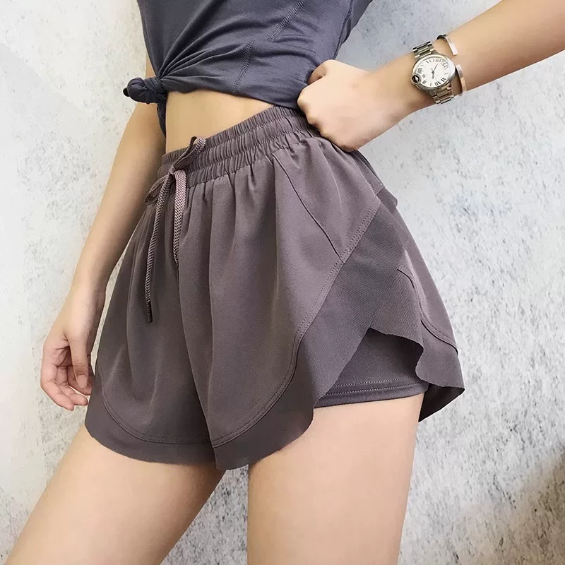 Quần short thể thao mùa hè rộng rãi dành cho nữ, quần short tập thể dục chạy bộ nhanh khô, nhẹ, chống lộ, cạp cao, giúp thon gọn, thích hợp cho khiêu vũ và yoga.