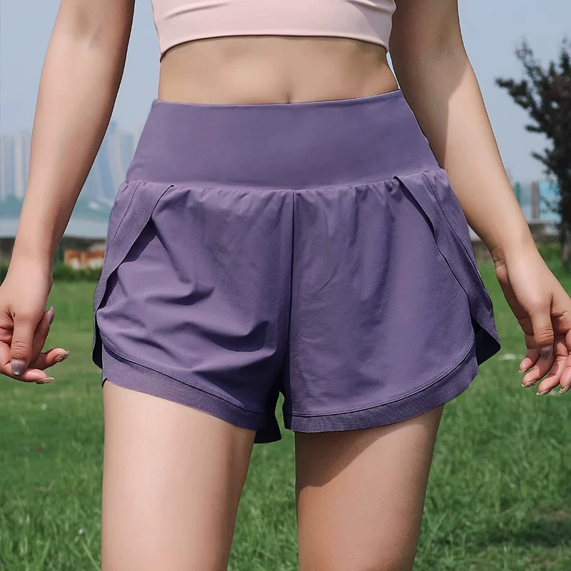 Quần short thể thao mùa hè dành cho nữ, dáng rộng, nhanh khô, thiết kế hai trong một, quần tennis, chạy bộ, tập luyện, chống lộ, yoga, quần tập thể dục, kiểu dáng mỏng.