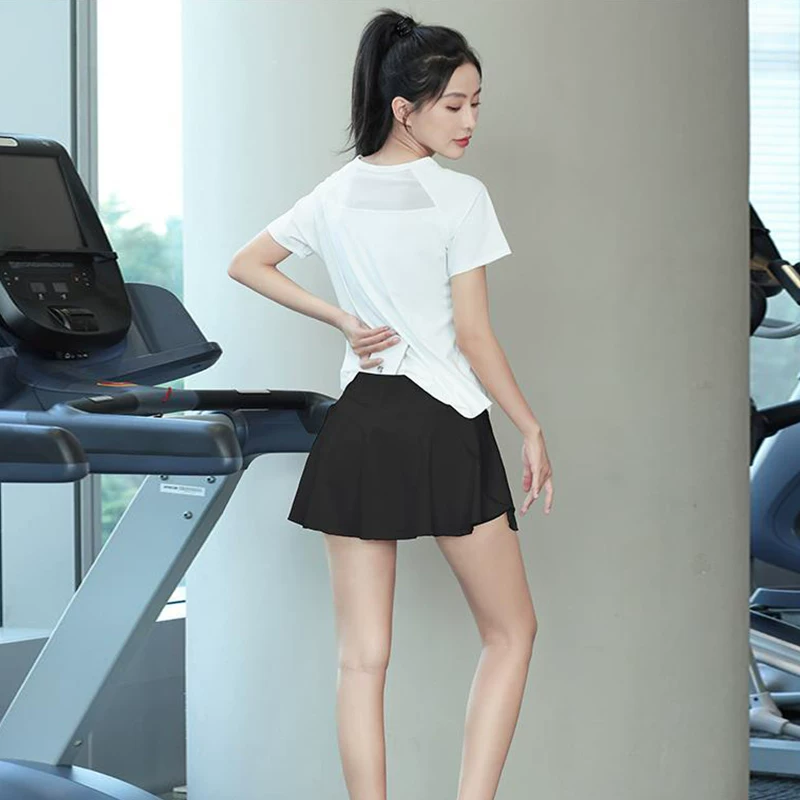 Bộ đồ tập yoga thể thao cỡ lớn dành cho buổi chạy bộ buổi sáng mùa hè, đồ thể thao rộng rãi nhanh khô dành cho nữ, bộ đồ chạy bộ giúp thon gọn dáng người có túi khóa kéo, bộ hai mảnh.