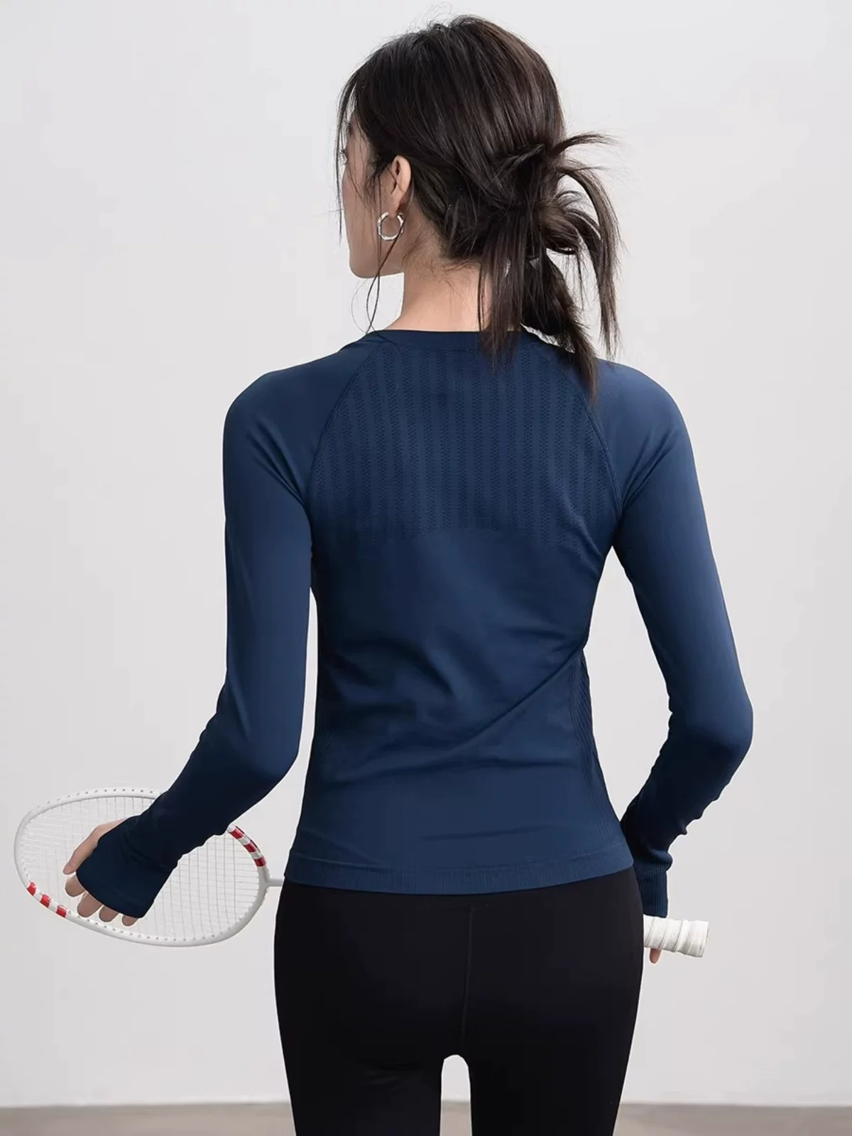 Áo tập yoga bó sát mùa thu đông mới, quần áo tập thể dục chạy bộ co giãn liền mạch dành cho nữ, tay áo dài