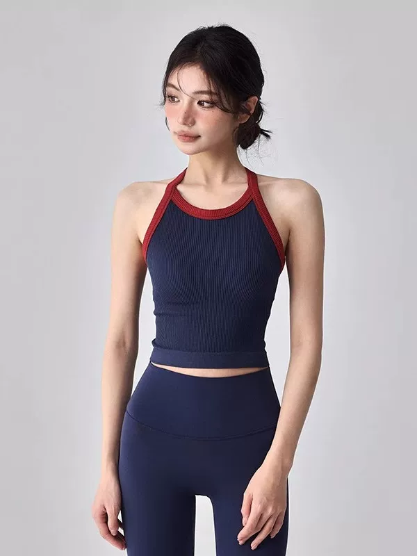 Áo vest thể thao kiểu mới 2025 có đệm ngực, áo ngực chạy bộ chống sốc, trang phục yoga cổ điển, áo ngực racerback mặc ngoài.