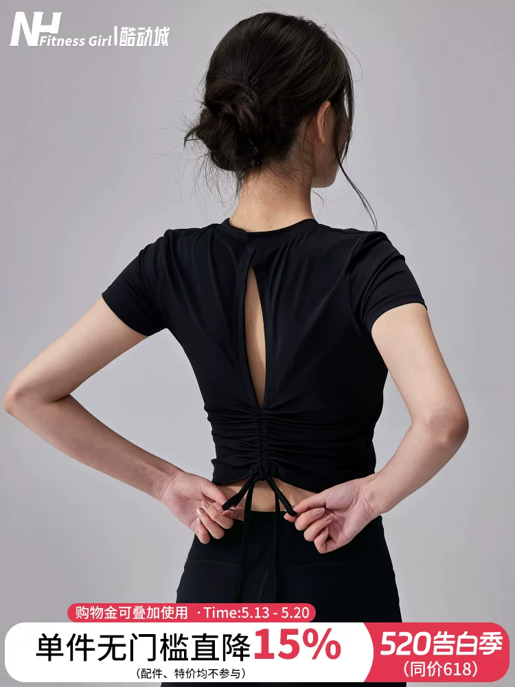 Áo tập yoga nữ có đệm ngực, tay ngắn, kiểu mới 2026, cao cấp, dùng cho tập Pilates, chạy bộ, thể thao.
