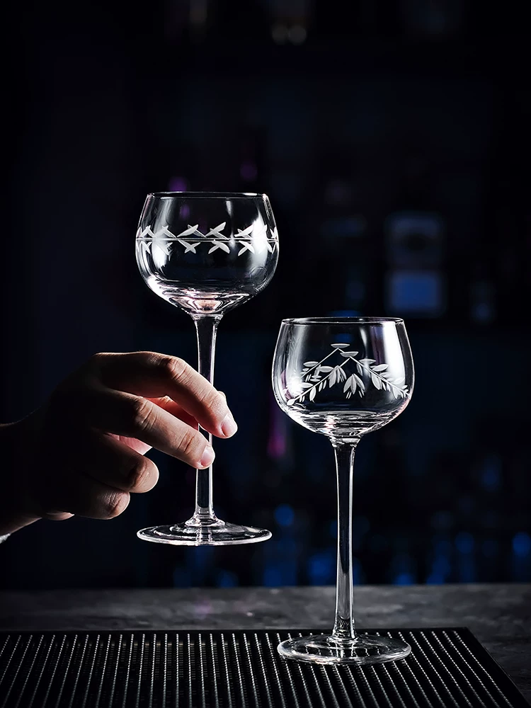 Ly cao chạm khắc thủ công kiểu Nhật, ly cocktail sáng tạo dùng trong quán bar, ly rượu sâm banh pha lê, ly martini cổ điển