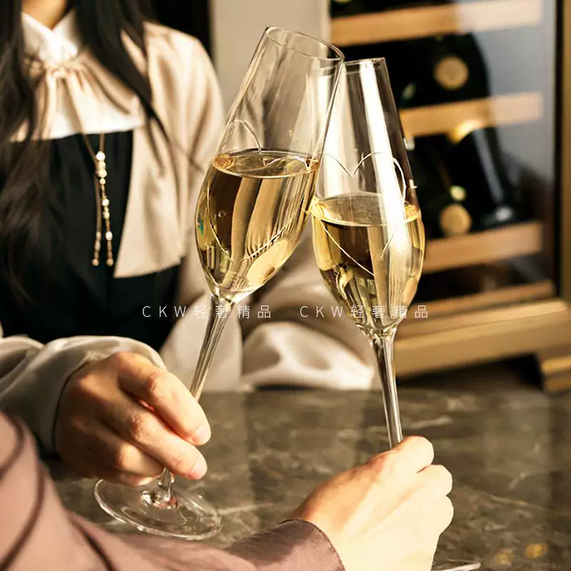 CKW Love Champagne Glasses Cặp ly pha lê cao cấp Ly rượu vang đỏ cao cấp 38 Hộp quà tặng đám cưới ngày phụ nữ