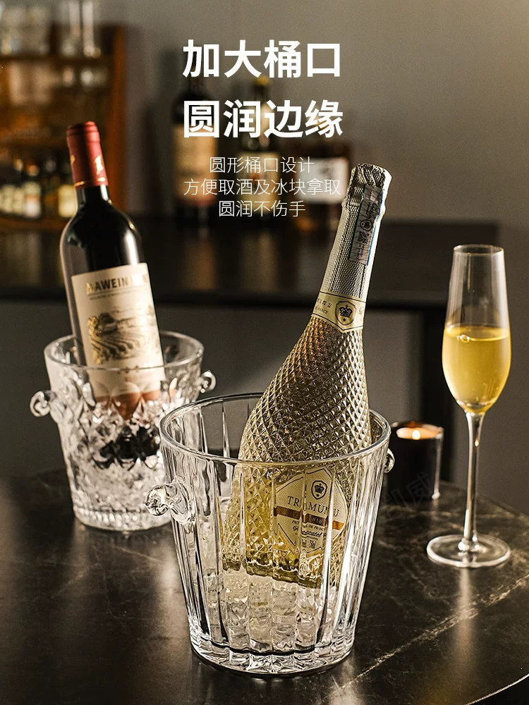 Xô đá pha lê dùng trong gia đình, xô đựng rượu sâm banh và bia thẩm mỹ cao, bộ xô đá viên, xô đựng trà trái cây và cola hợp thời trang, dày dặn.