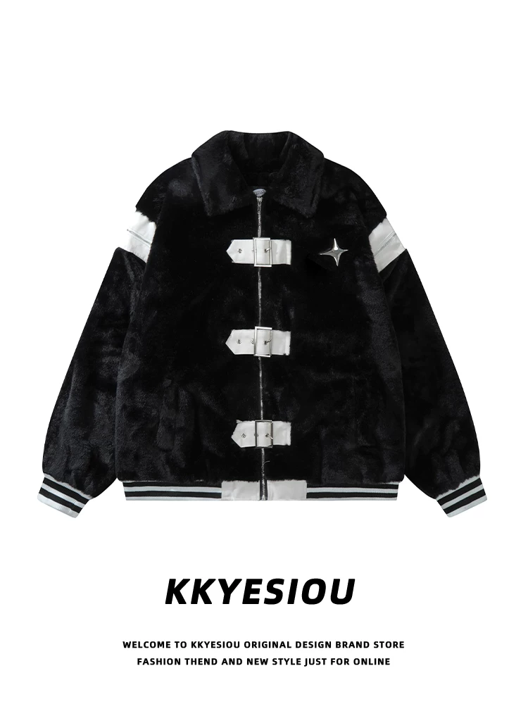 Áo khoác cặp đôi chất liệu len cừu kiểu Mỹ cổ điển, phong cách preppy, dày dặn, chất liệu cotton, dành cho nam và nữ, mùa thu đông 2023