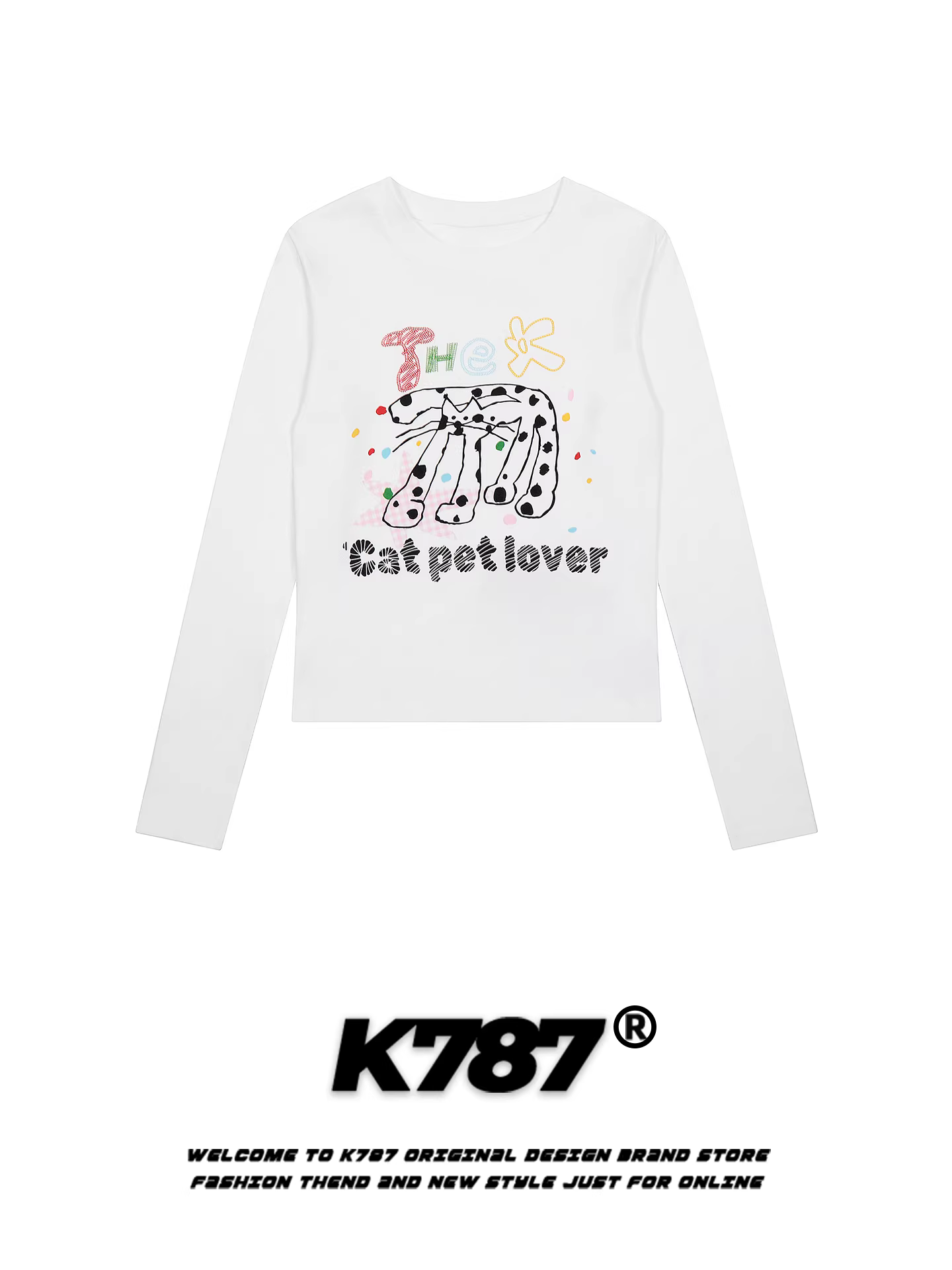 Áo thun dài tay kiểu Mỹ K787 dành cho nữ, kiểu dáng ôm sát, phong cách ngọt ngào, trẻ trung, kiểu áo ngắn.