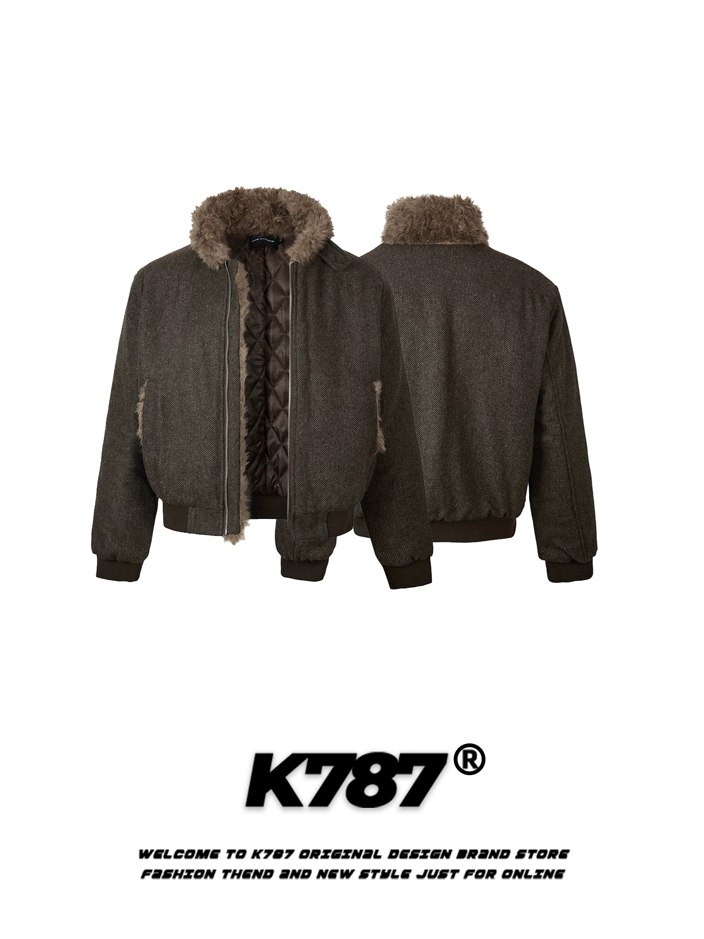 Áo khoác cotton cổ đứng phong cách retro Mỹ K787 dành cho nam và nữ, thương hiệu thời thượng, áo khoác bomber cotton dày dặn và ấm áp dành cho cặp đôi.