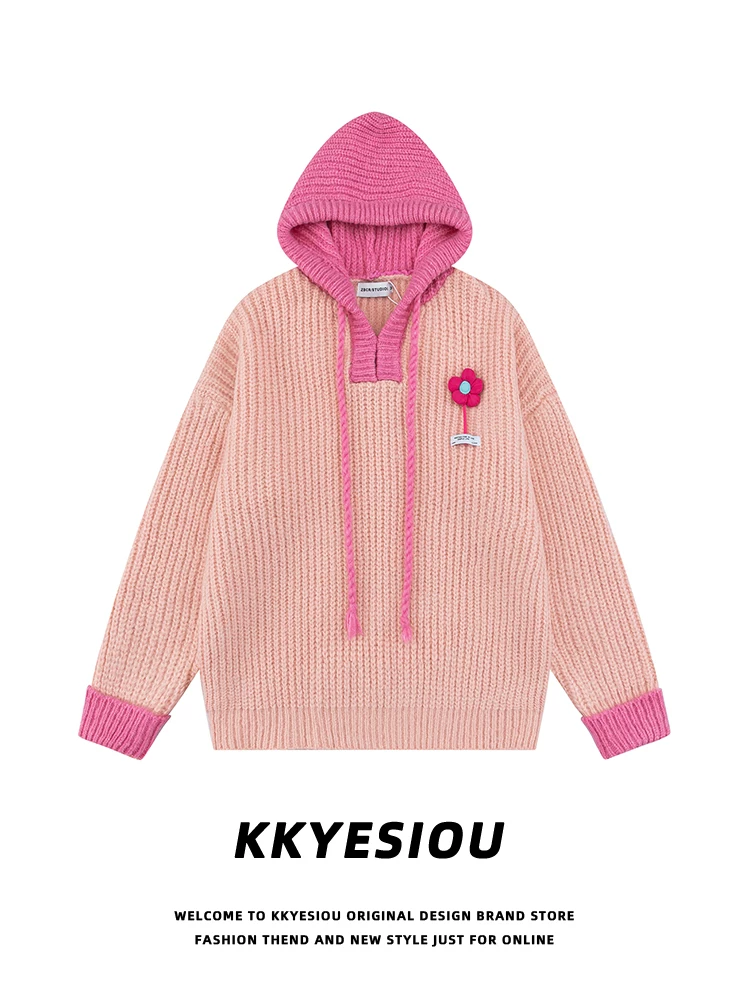 Áo hoodie nỉ phối màu phong cách đại học Mỹ cổ điển, unisex, đa năng, rộng rãi, kiểu dáng boyfriend.