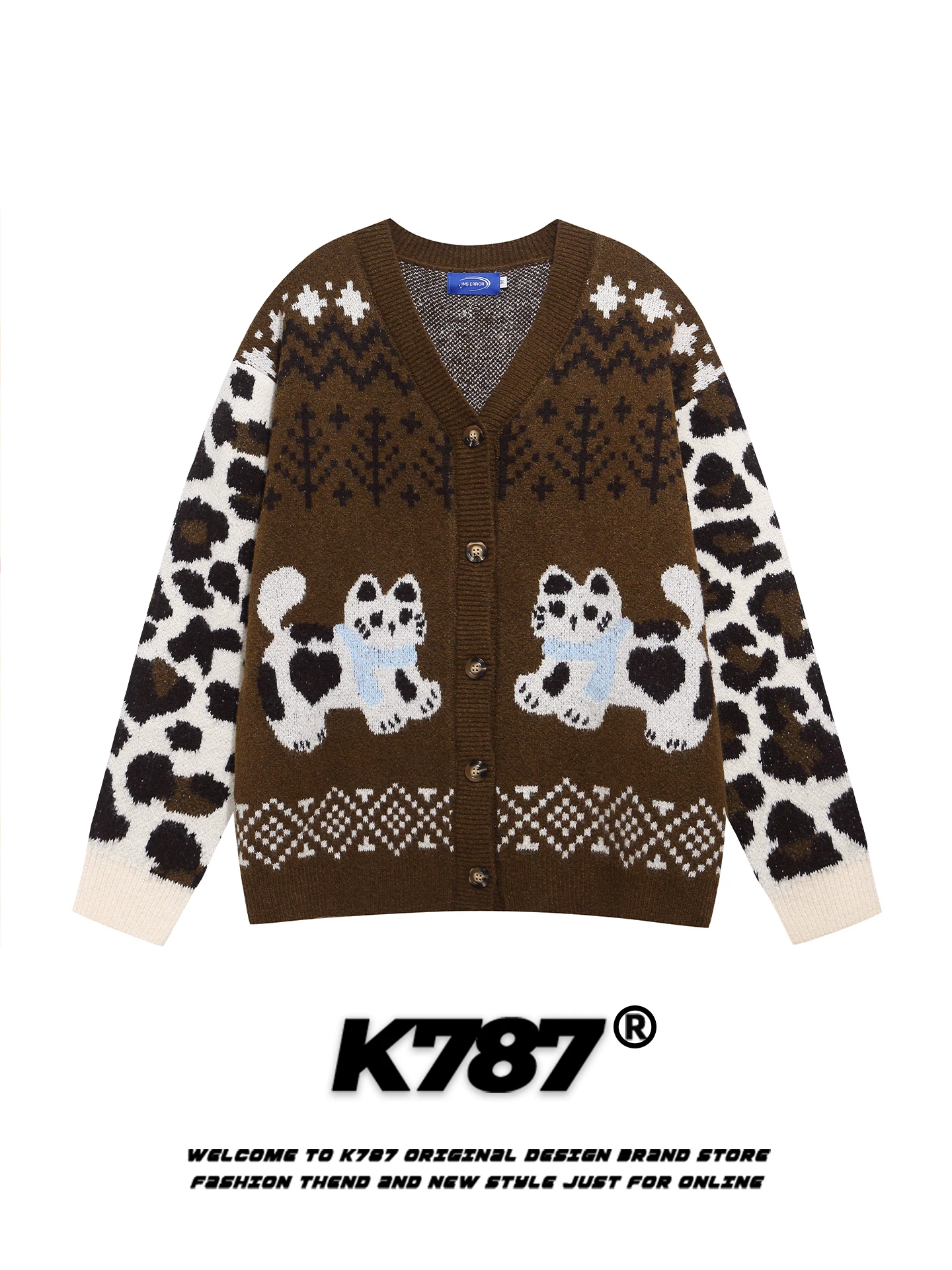 Áo len cardigan cổ chữ V kiểu Mỹ cổ điển dễ thương K787 dành cho nữ, mềm mại và trẻ trung, áo khoác dệt kim phối màu dành cho cặp đôi