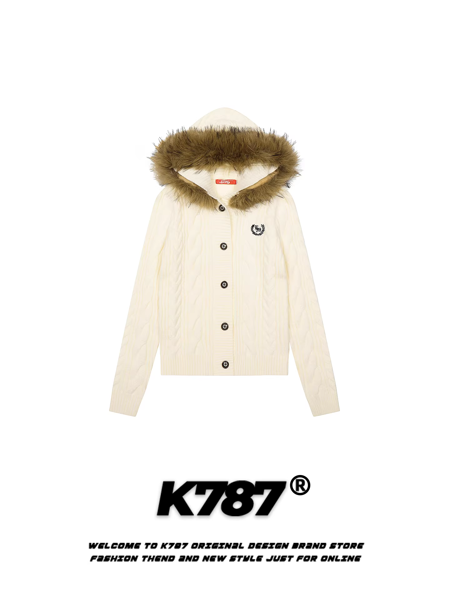 Áo khoác cardigan dệt kim có mũ trùm đầu phong cách retro Mỹ K787 dành cho nữ, áo khoác ngắn có mũ trùm đầu phong cách retro, phong cách và sành điệu, ấm áp và trẻ trung.