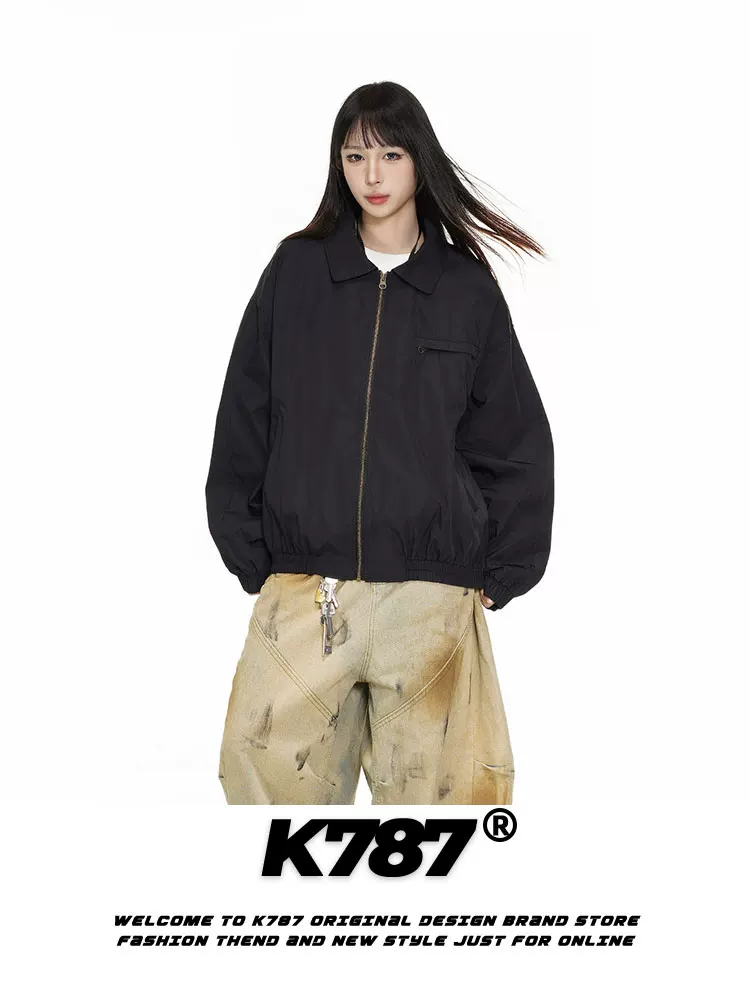 Áo khoác công sở màu trơn phong cách retro Mỹ K787 unisex cleanfit2025 áo khoác cặp đôi thường ngày mùa xuân