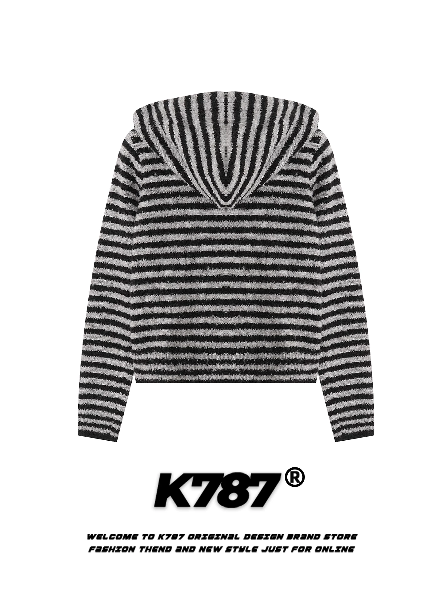 Áo len cardigan có mũ trùm đầu kiểu Mỹ cổ điển K787 dành cho nữ, kiểu dáng ôm sát, phong cách thoải mái, áo khoác ngắn dệt kim đi làm