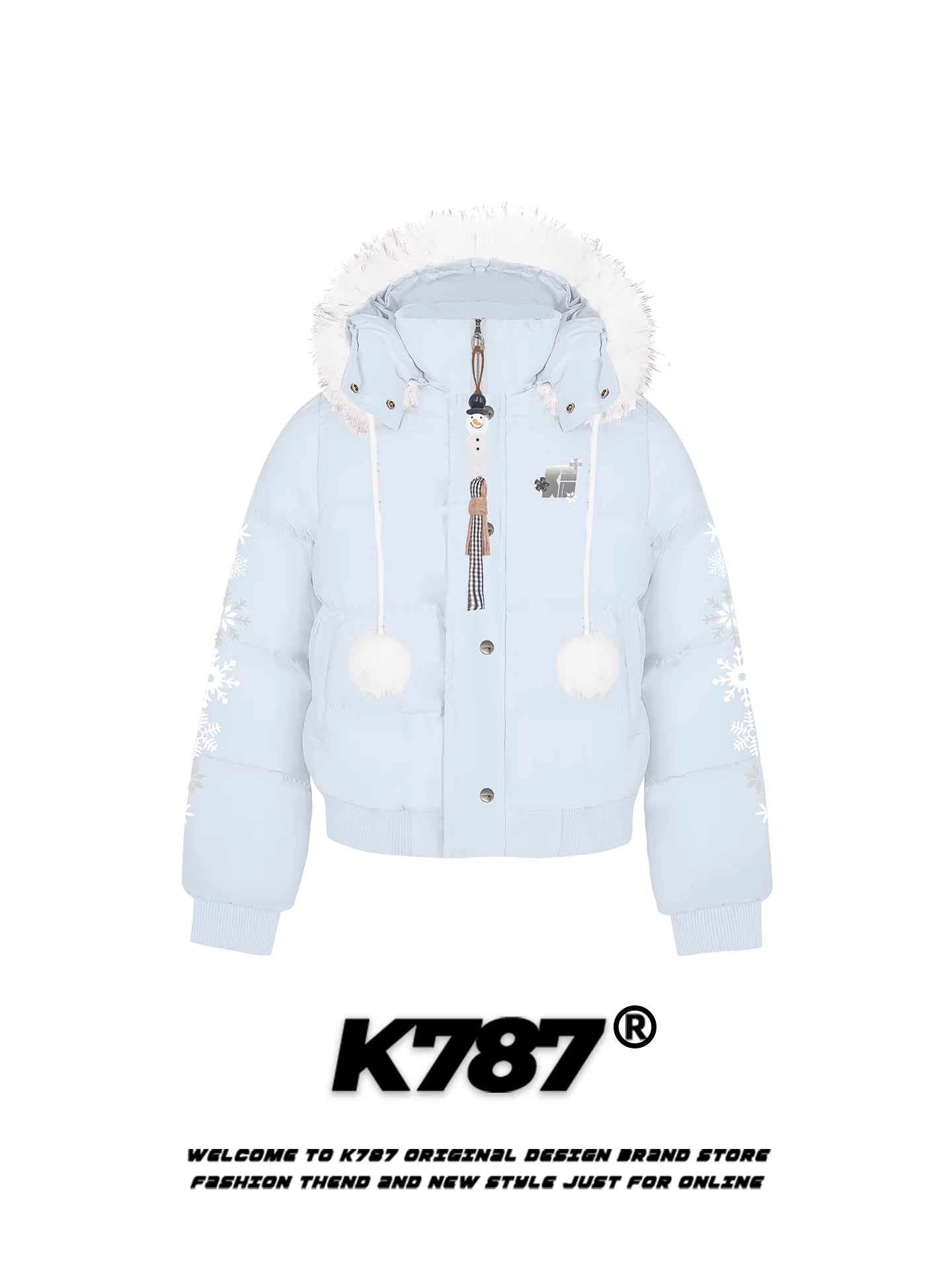 Áo khoác cotton có mũ trùm đầu cổ lông lớn kiểu retro Mỹ K787 dành cho nữ, có dây thắt eo, giảm tuổi tác, ấm áp, áo khoác cotton ngắn màu hồng.