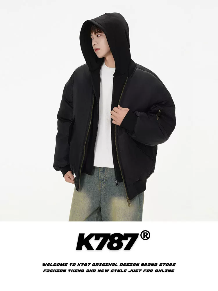 K787 Áo khoác parka có mũ trùm đầu dày hai lớp cổ điển kiểu Mỹ dành cho nam và nữ, áo khoác cotton dày dặn kiểu dáng quốc gia dành cho cặp đôi