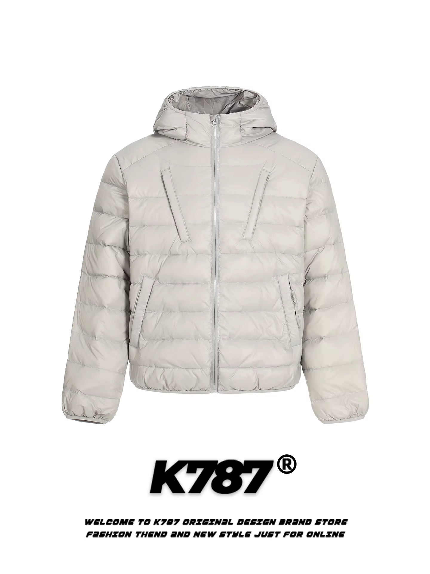 Áo khoác phao có mũ trùm đầu K787 kiểu Mỹ cổ điển thập niên 70, chất liệu lông vũ trắng, dành cho nam và nữ, dáng rộng, ấm áp, nhẹ, áo khoác phao đôi.