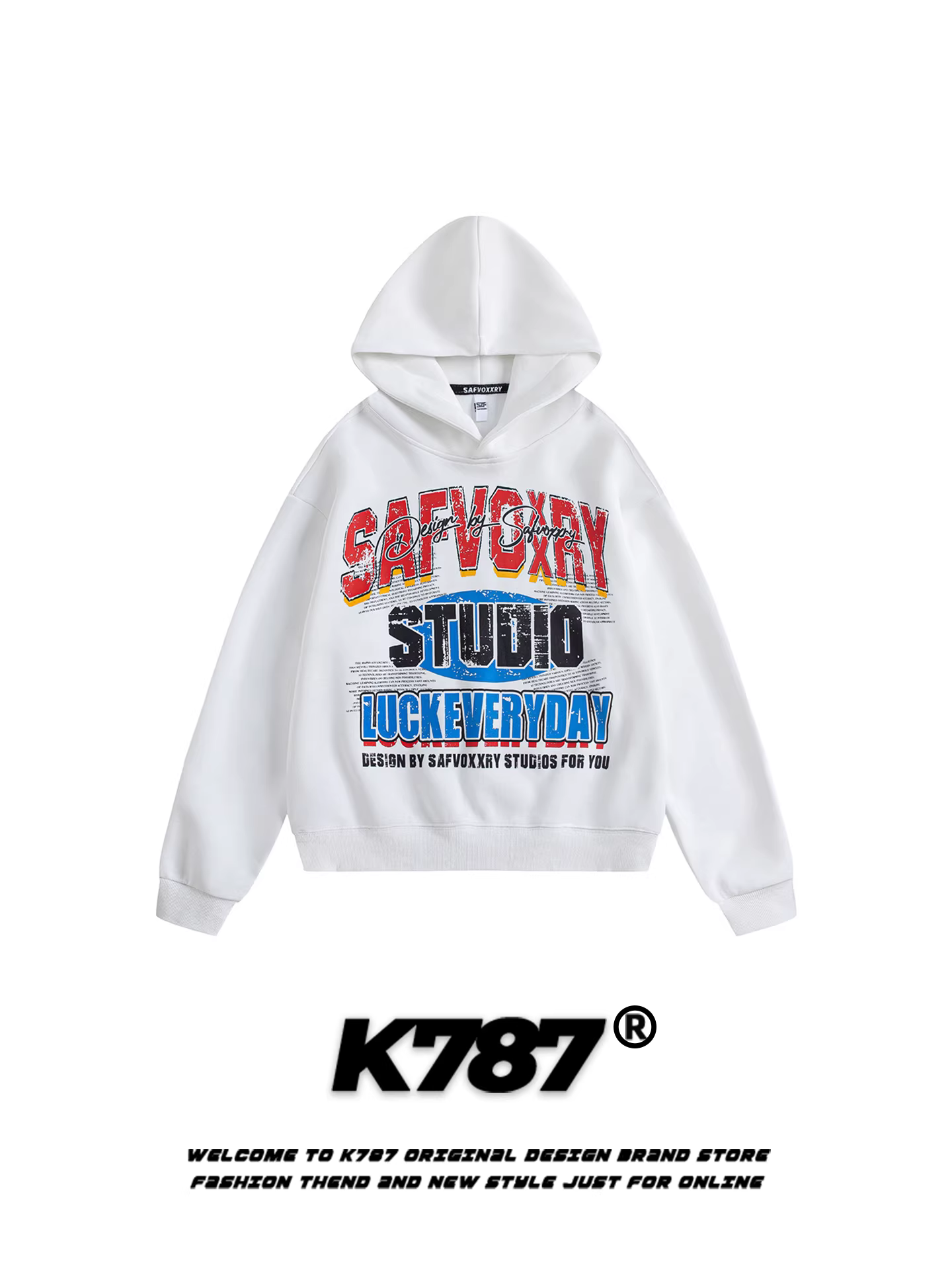 Áo hoodie unisex in chữ kiểu đường phố Mỹ K787, thiết kế rách cá tính, dáng rộng, thời trang, áo khoác ngắn năng động